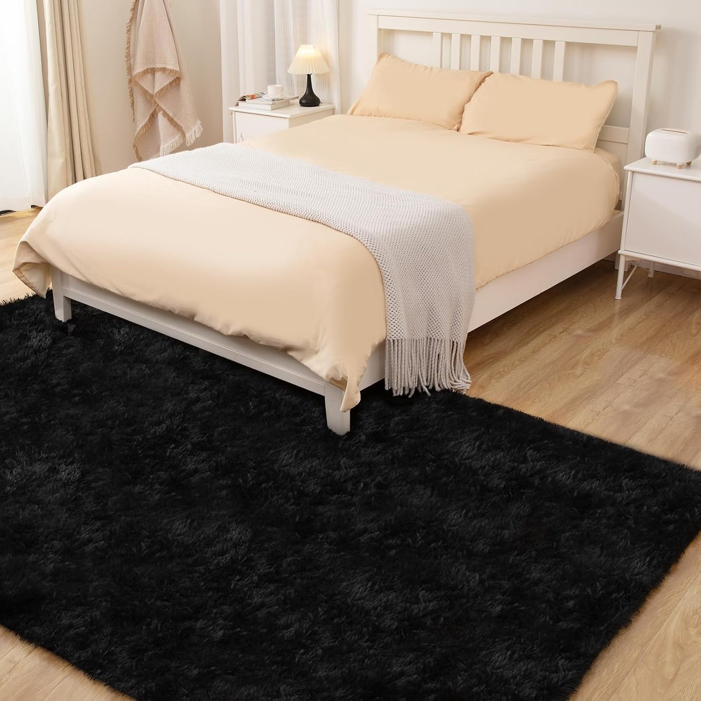 3x5 Black Rug, Area Rugs for Living Room, Soft Plush Area Rugs for Bedroom, Non-Slip Indoor Carpet for Nursery, Study Room, Playroom, Home Decor