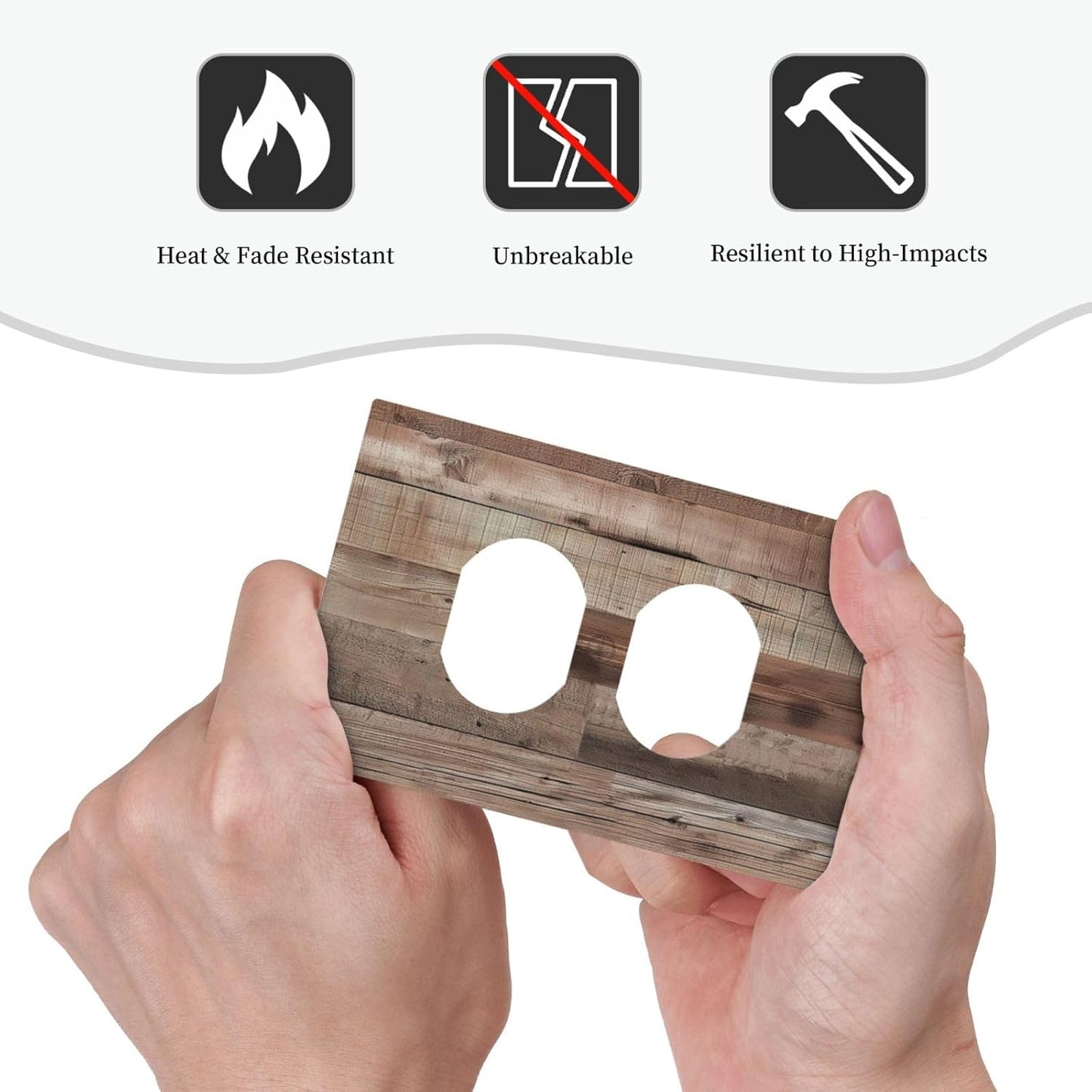 Decorative Outlet Covers Retro Wood Plank Vintaga Wooden Board 1 Gang Duplex Light Switch Cover Plate Wall Plates for Electrical Outlets Switchplate Faceplate for Bedroom Home Decor