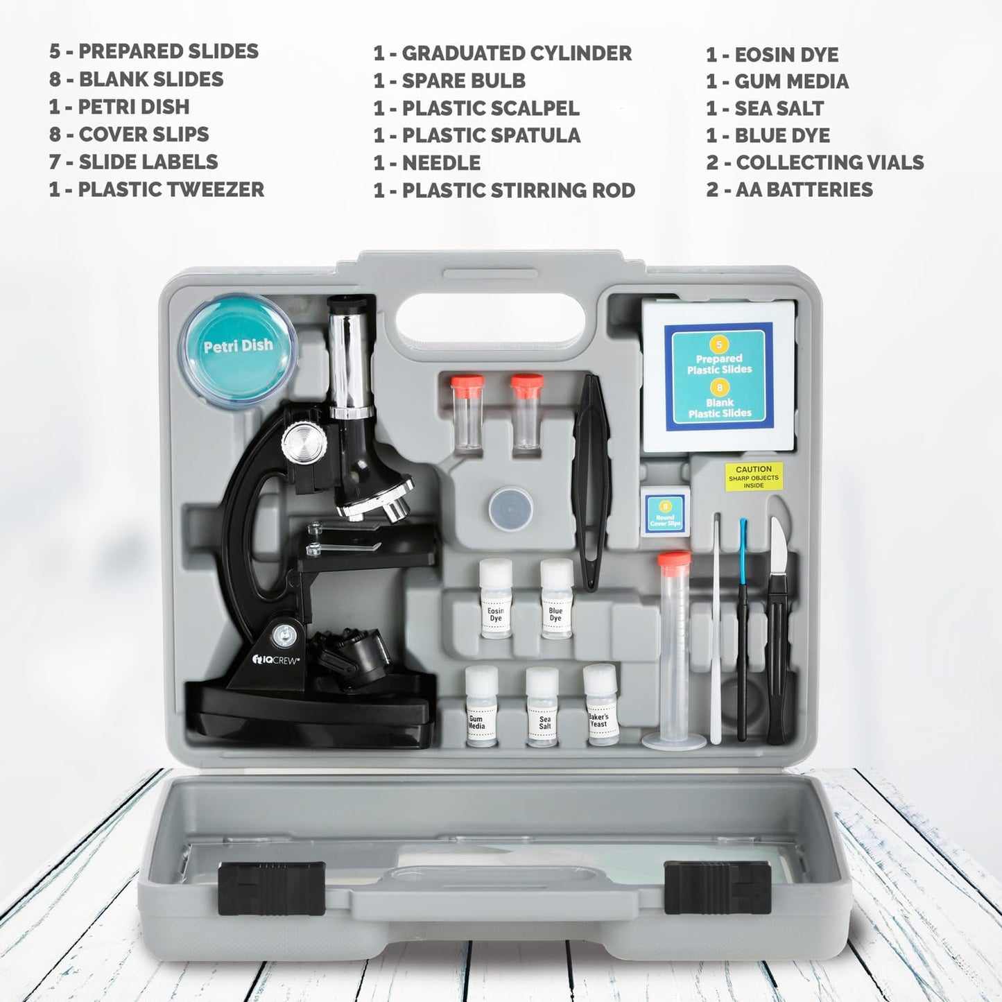 AMSCOPE-Kids 120X-1200X Black Metal Arm Starter Kids Student Microscope Kit with Fossil Dig Activity Kit and Insect Slides - M30-ABS-KT2-KVB2
