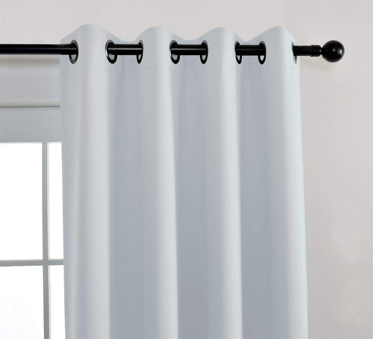 MIUCO Room Darkening Curtains Textured Grommet Thermal Insulated Blackout Curtains for Bedroom Set of 2 52x95 Inch Greyish White