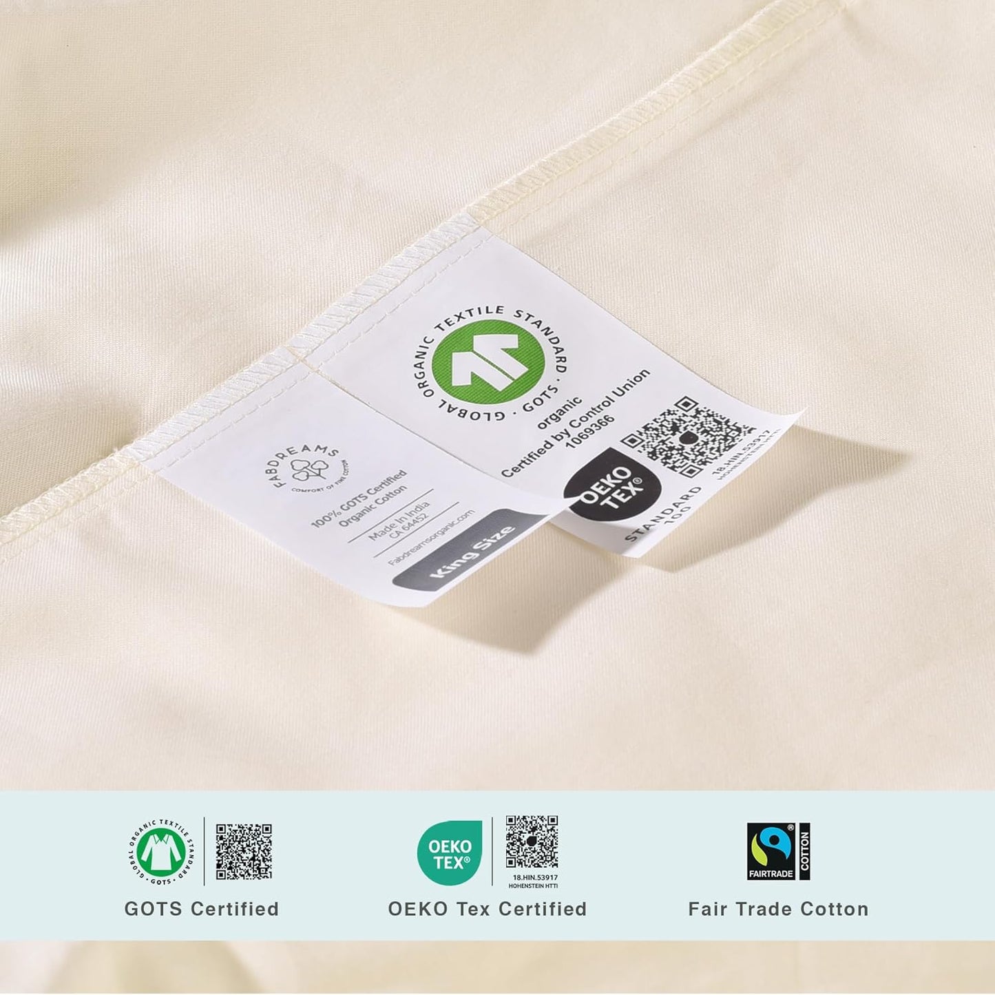 FABDREAMS Organic Quilted Mattress Protector Queen Size | Mattress Pad| Mattress Cover| Naturally Breathable | Noiseless| Fits up to 17" Deep Pocket| Temperature Regulating | Ivory