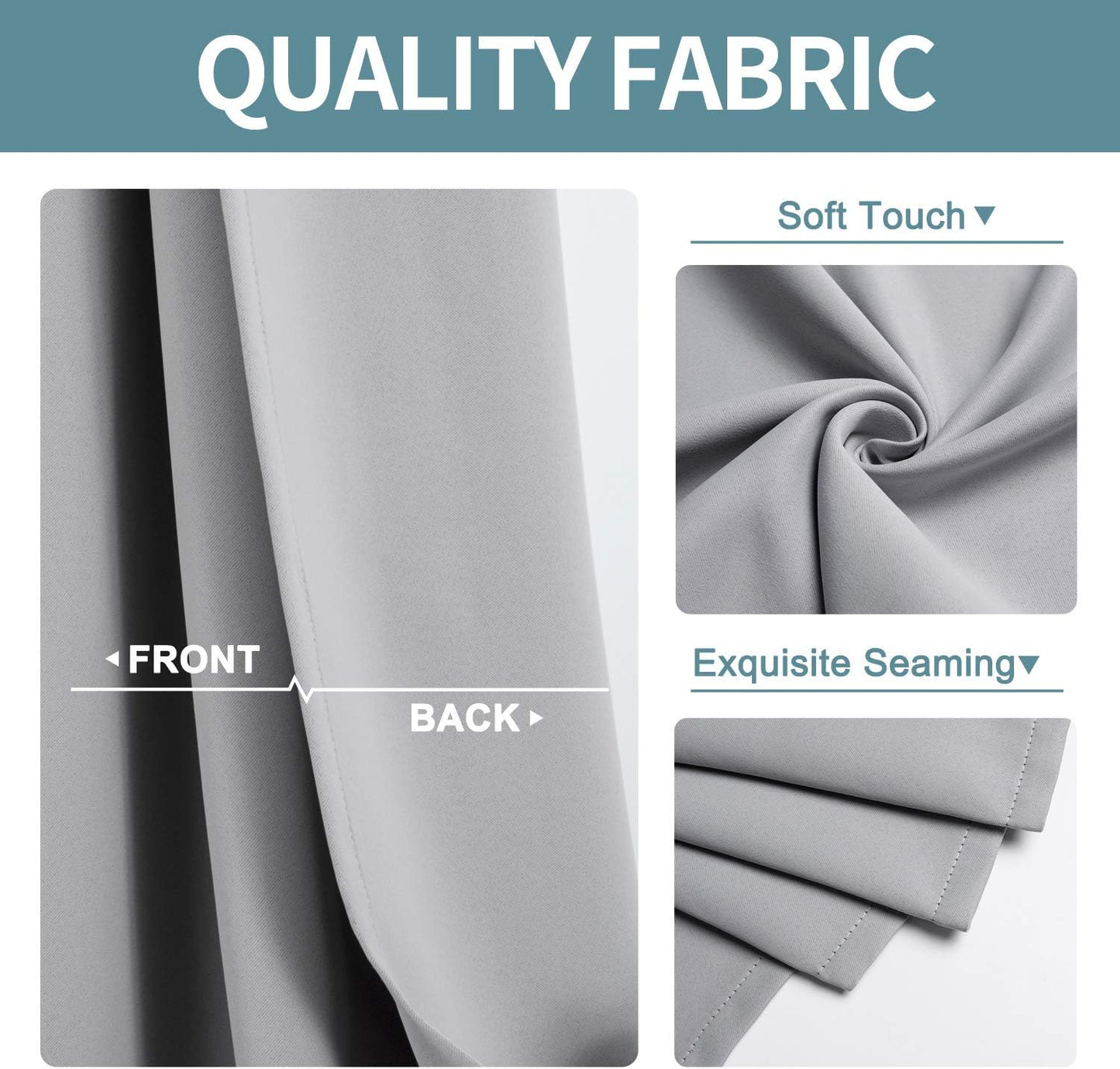 ChrisDowa Blackout Curtains 70 inches Wide for Bedroom - 2 Panels Set Extra Wide Grommet Thermal Insulated Room Darkening Curtains for Living Room (Light Grey, 70 x 84 Inch)
