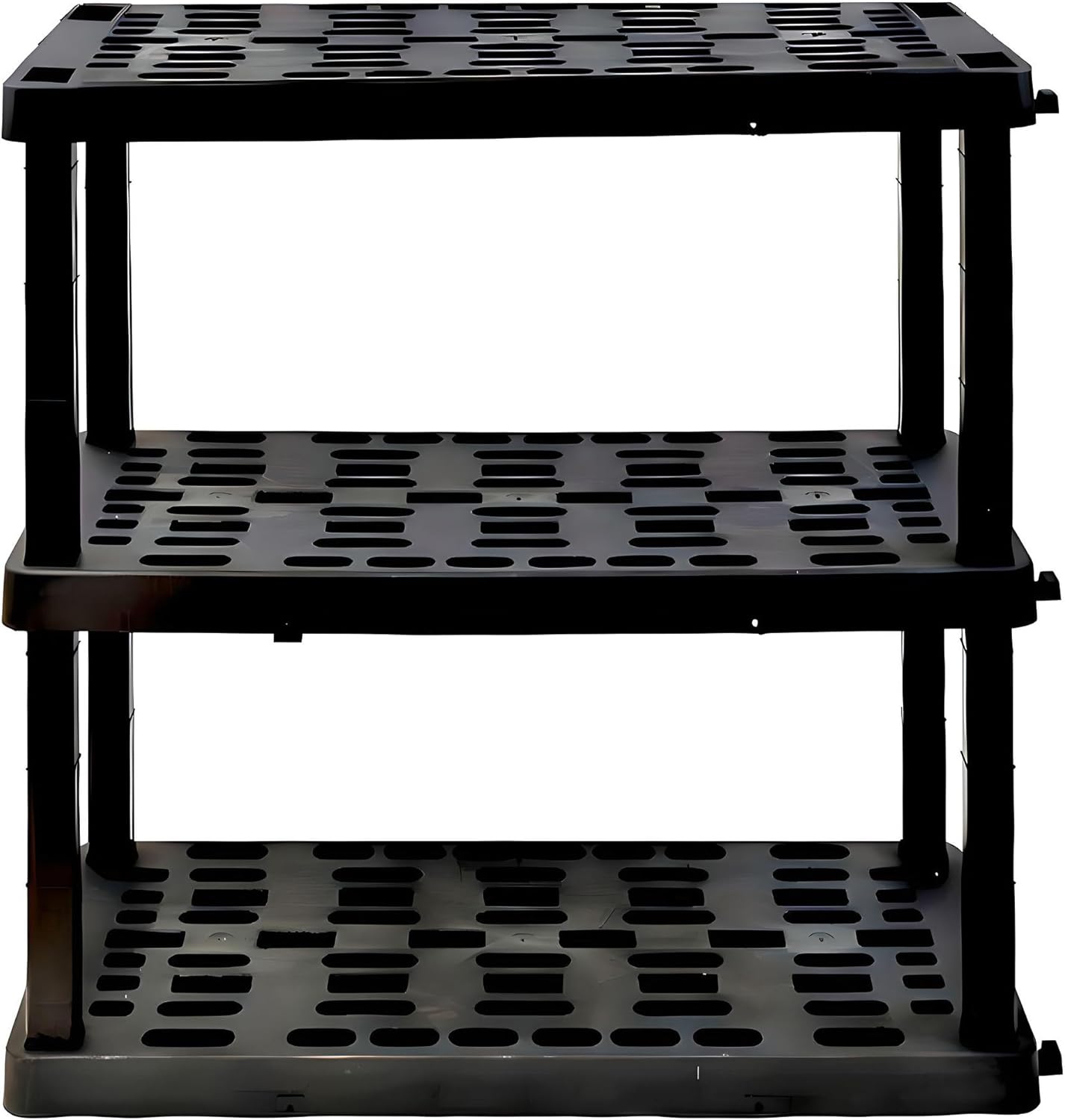 Oskar Storage Shelves - Bathroom Wall Organizer, Kids Room Toys Book Shelf, No Drill Heavy Duty, Kitchen Closet Garage Outdoor 3 Tier Stackable Plastic Shelving Unit