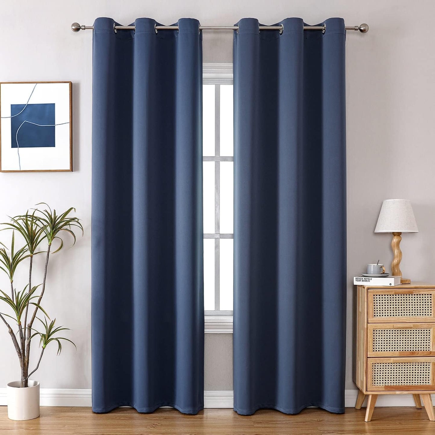 ChrisDowa Blackout Curtains 78 inches Long for Bedroom - 2 Panels Set Grommet Thermal Insulated Room Darkening Curtains for Living Room (Stone Blue, 42 x 78 Inch)