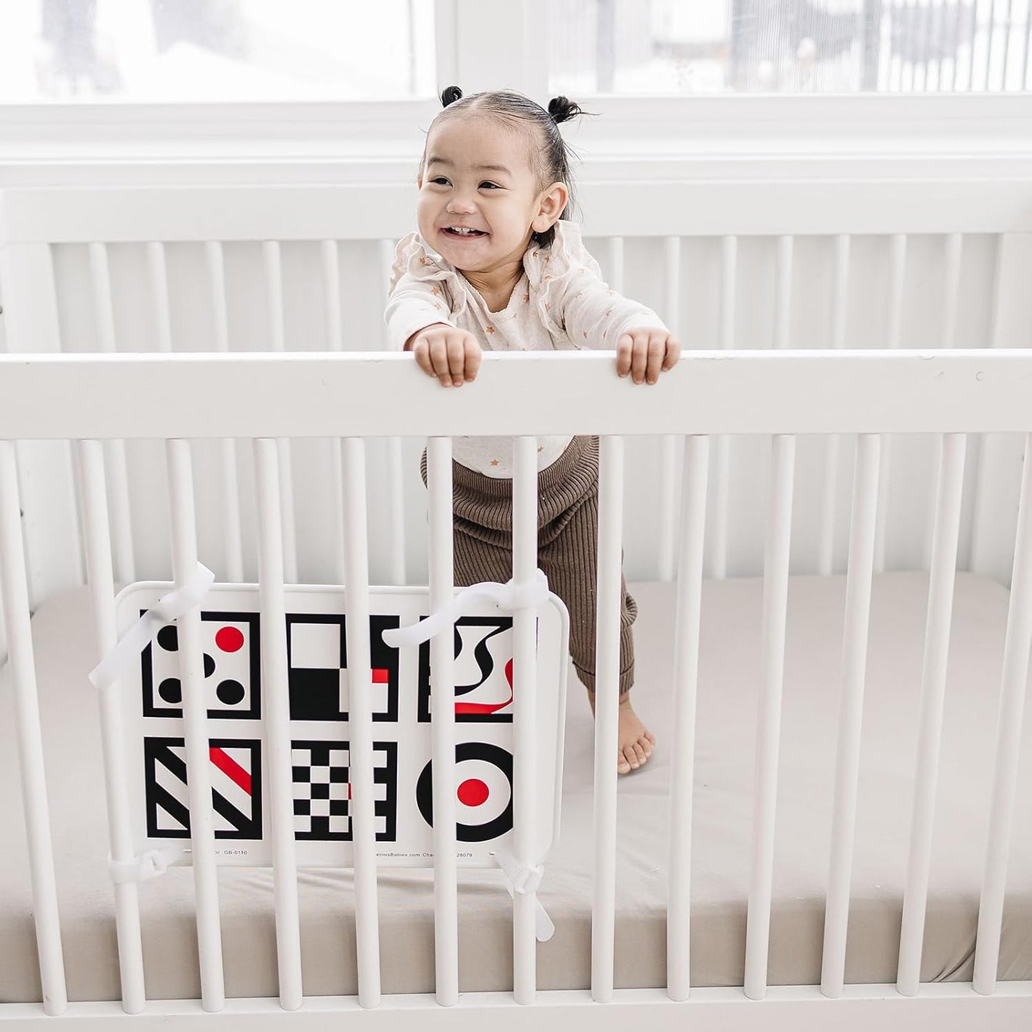 Baby Mirror - Large Crib Mirror - Double-Sided with High Contrast Images - Baby Safe Mirror - NICU Approved - Shatterproof with Hospital Grade Rubber by Genius Baby Toys