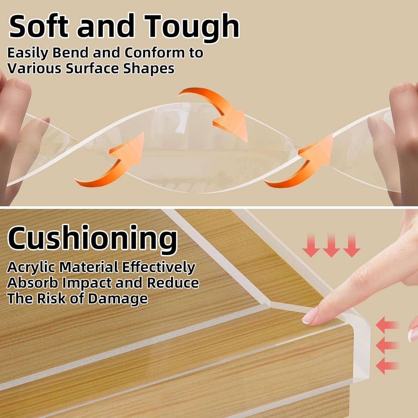 2 Pack Clear Edge Protector,Safe Corner Protector, Anti-Sharp Edge Protector, for Furniture, Drawers, Tables, Cabinets 1.18inX3.28FT