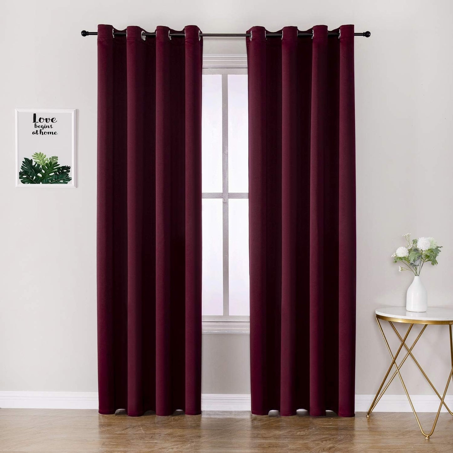 ChrisDowa Blackout Curtains 102 Inches Long 2 Panels Set for Living Room, Grommet Thermal Insulated Room Darkening Curtains for Bedroom (Burgundy Red, 52 x 102 Inch)