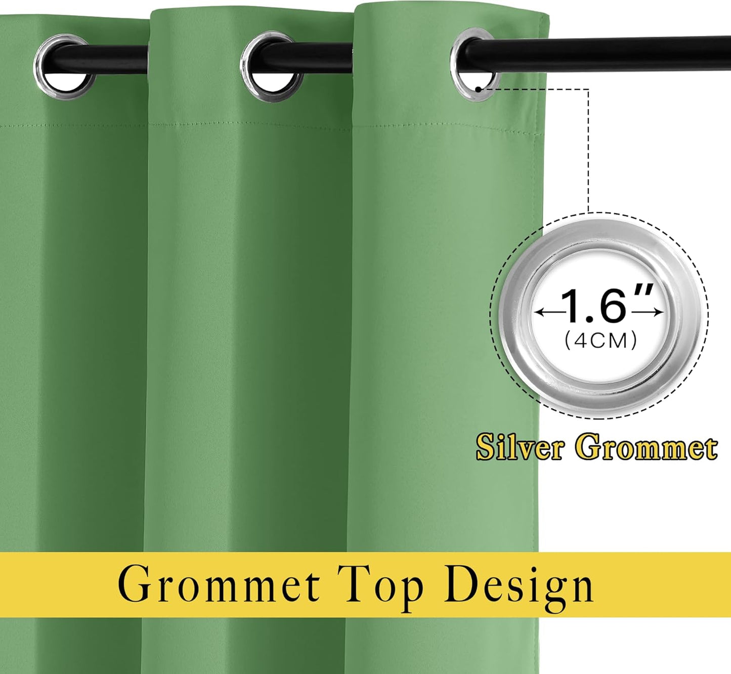 NICETOWN Blackout Forest Green Curtains 84 inches Long, Grommet Room Darkening Thermal Insulated Sound Dampening Window Treatments for Bedroom/Home Office, 2 Panels, W46 x L84