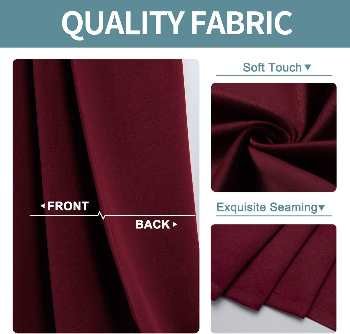 ChrisDowa Grommet Blackout Curtains for Bedroom and Living Room - 2 Panels Set Thermal Insulated Room Darkening Curtains (Burgundy Red, 52W x 72L)