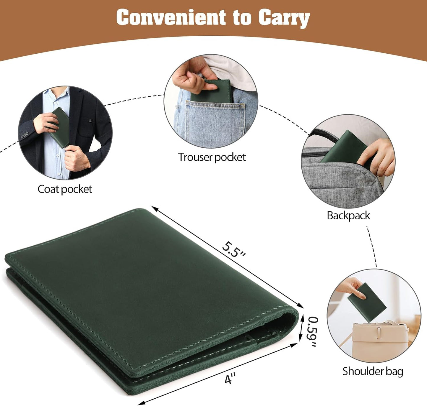 Jack&Chris Leather Passport Holder, Handmade Passport cover, Travel Wallet Cover Case for Men and Women, Leather Travel Documents Organizer Protector, JC107