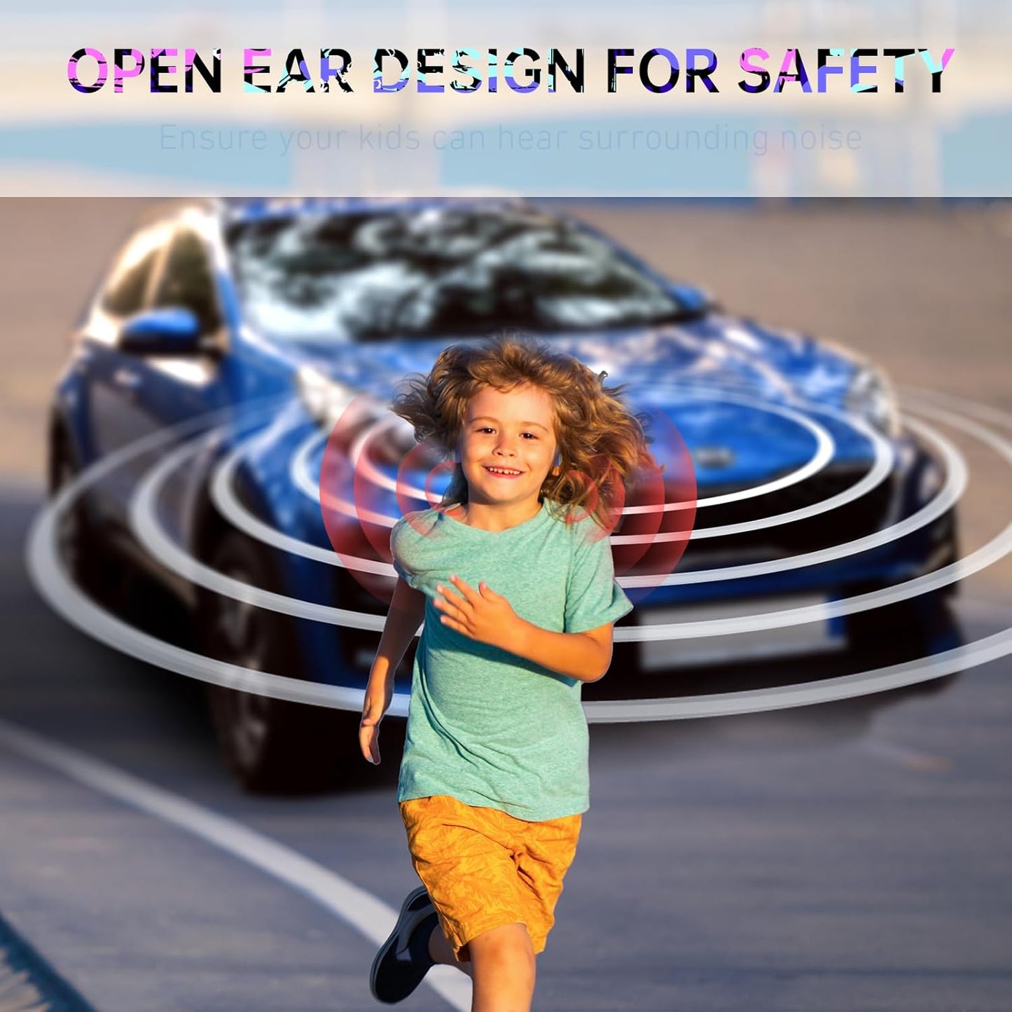 Kids Headphones, Bluetooth 5.2 Air Conduction Open Ear Headphones, 85dB Volume Limiting, Stereo Sound with Mic, IPX5 Waterproof, 20H Playtime, Perfect for School and Outdoor-Deep Blue