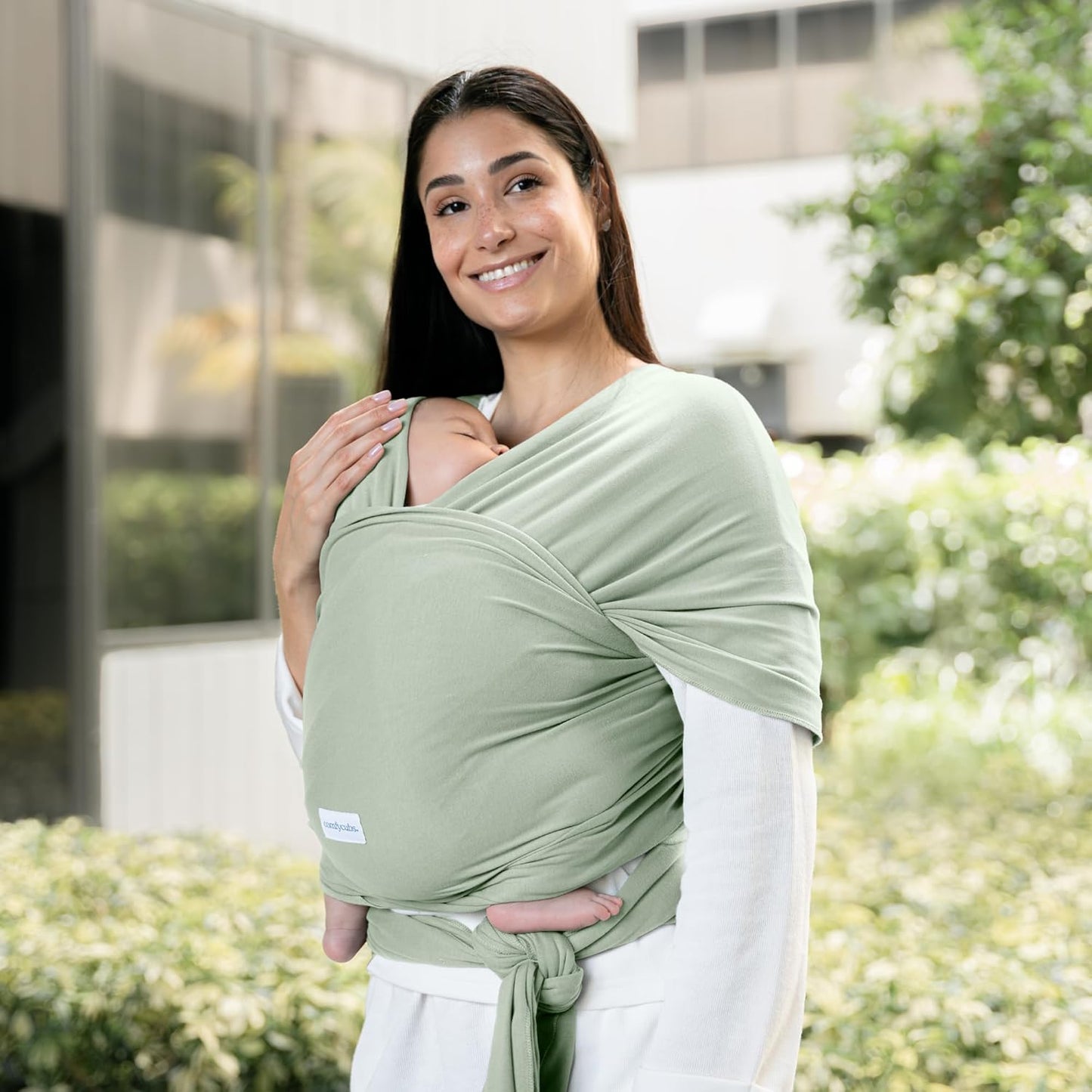 Comfy Cubs Baby Wrap Carrier - Soft & Secure Fit Cotton Blend Baby Carrier Newborn to Toddler - Hands-Free & Lightweight Infant Wrap - Adjustable, One Size Fits All Toddler Sling - Fern