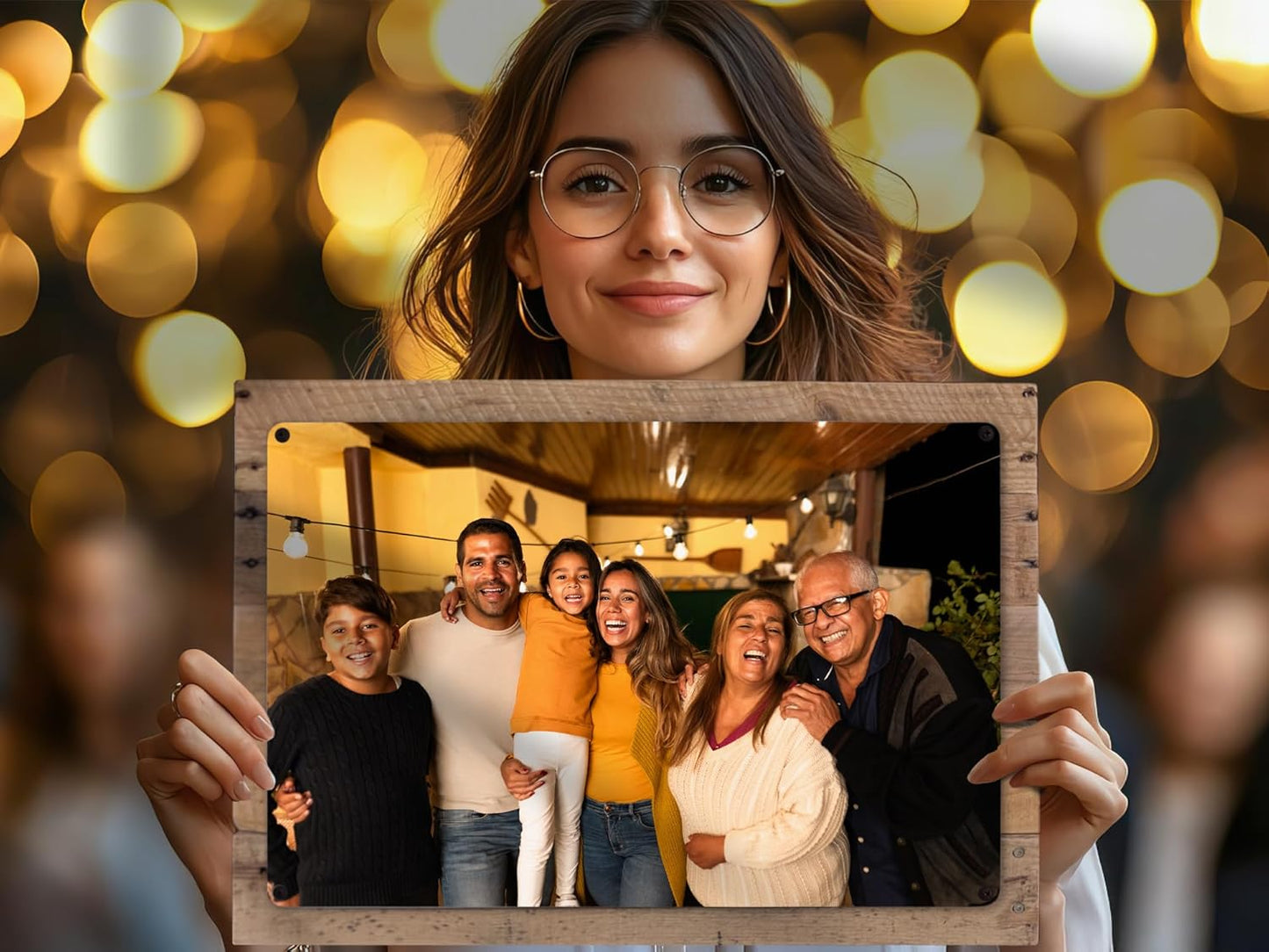 MUNDAZE Custom Portrait Metal Print on Reclaimed Wood Pallet Frame – Personalized Family Photo Gift – Glossy Aluminum Wall Art Keepsake – Made and Shipped in USA (12 x 8)