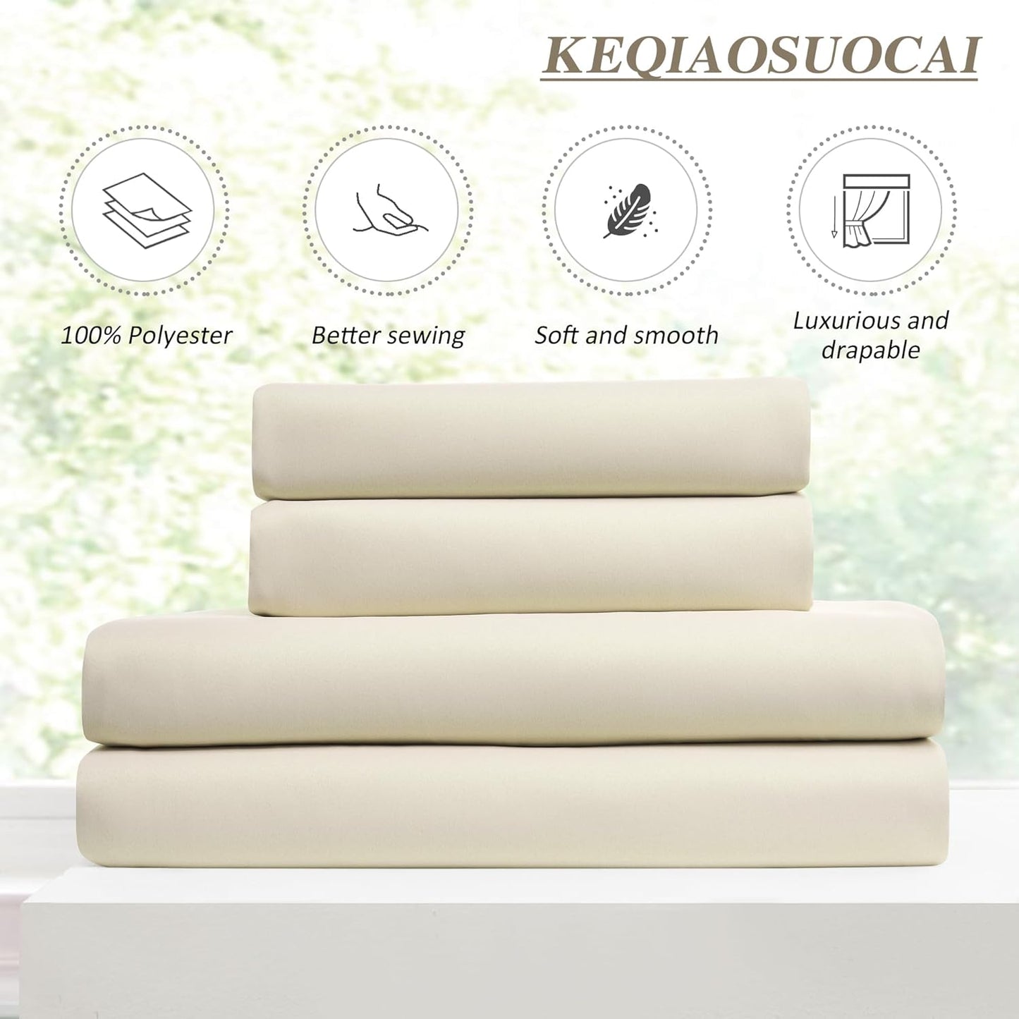 KEQIAOSUOCAI Pinch Pleated Curtains 105 Inches Long,Memory Shape Room Darkening Soundproof Window Curtains with Hooks for Bedroom Living Room Track System 100 x 105 x 2 Panels Cream Beige