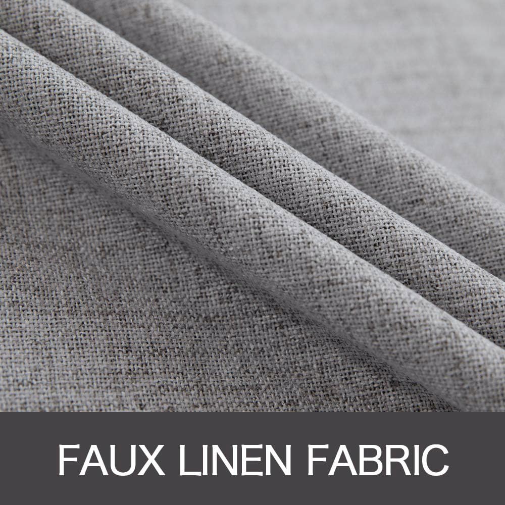 MIULEE Linen Blackout Curtains and Drapes 100% Room Darken Thermal Insulated Grommet Window Panels with Coating 2 PCs W 42 x L 84 inches Grey