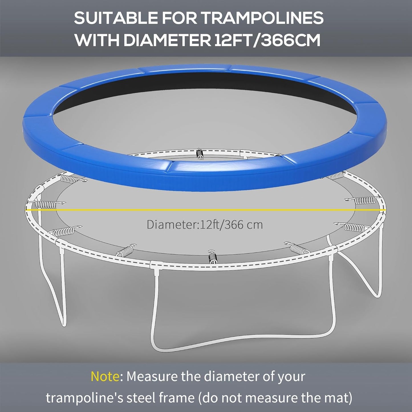 Soozier 12FT / 14FT Trampoline Spring Cover, Safety Trampoline Pad Replacement, Waterproof and Tear Resistant, All Weather Trampoline Accessories