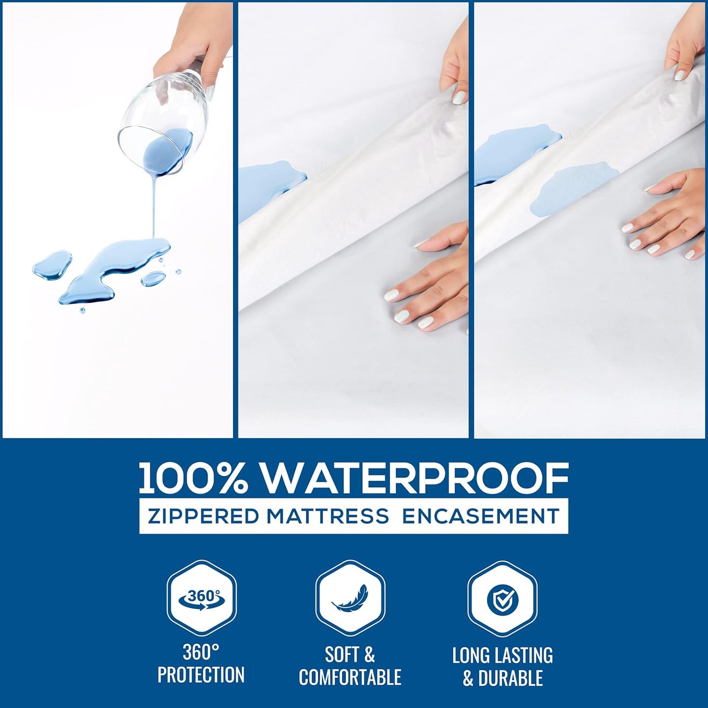 Utopia Bedding Zippered Mattress Encasement Twin XL, 100% Waterproof Bed Bug and Dust Mite Proof Mattress Protector, Absorbent Six-Sided Mattress Cover