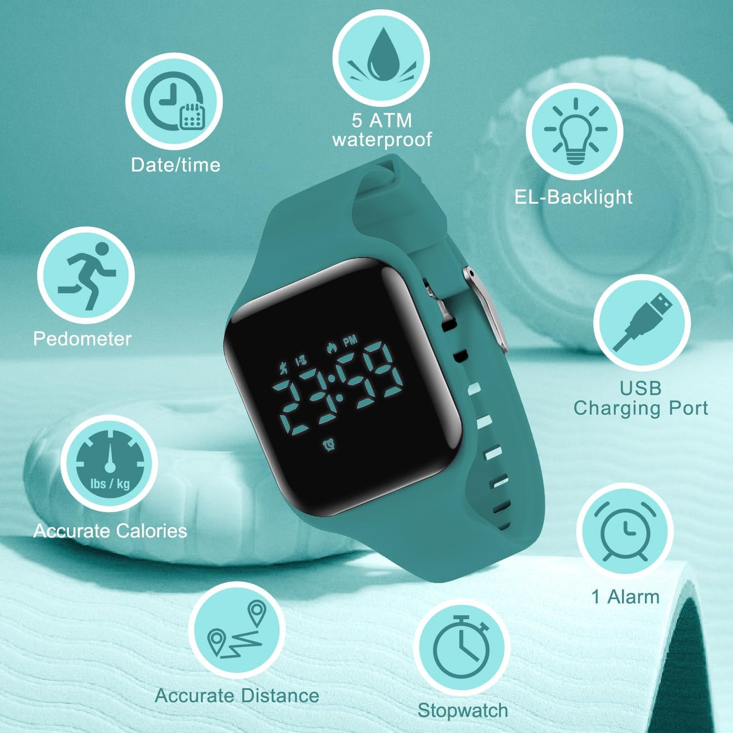 Kids Watches for Girls Boys Digital Sport Watch with Step Counter Pedometer Vibration Alarm Clock, No App Waterproof Fitness Tracker Kids Watch Boys Girls Teens Students Ages 5-16
