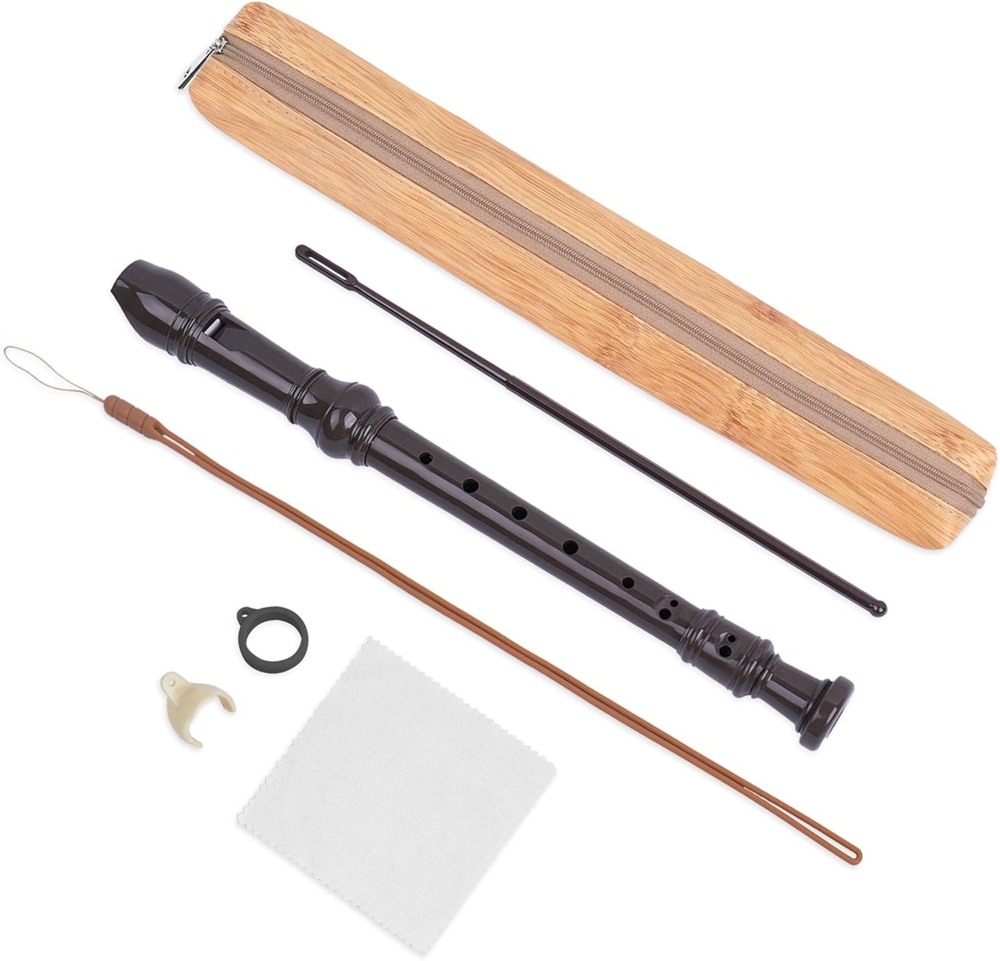 LIZIMANDU Recorder Instrument for Beginner Adults,8-Hole Soprano Descant Recorder Music Flute with Cleaning Rod & Case Bag For Home Entertainment(6-Wood Beige)