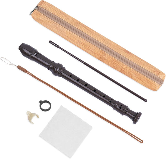 LIZIMANDU Recorder Instrument for Beginner Adults,8-Hole Soprano Descant Recorder Music Flute with Cleaning Rod & Case Bag For Home Entertainment(6-Wood Beige)