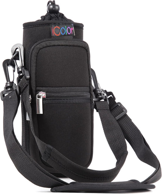 icolor Water Bottle Carrier Bag with Strap 25/32/40 oz Crossbody Bottle Holder with Phone Pocket Sling Sleeve Insulated Neoprene Water Bottle Pouch for Walking Travelling