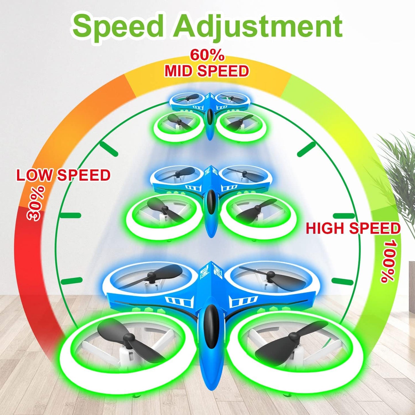 Dwi Dowellin 4.9 Inch Mini Drone for Kids LED Night Lights One Key Take Off Landing Flips RC Remote Control Small Flying Toys Drones for Beginners Boys and Girls Adults Nano Quadcopter, Blue