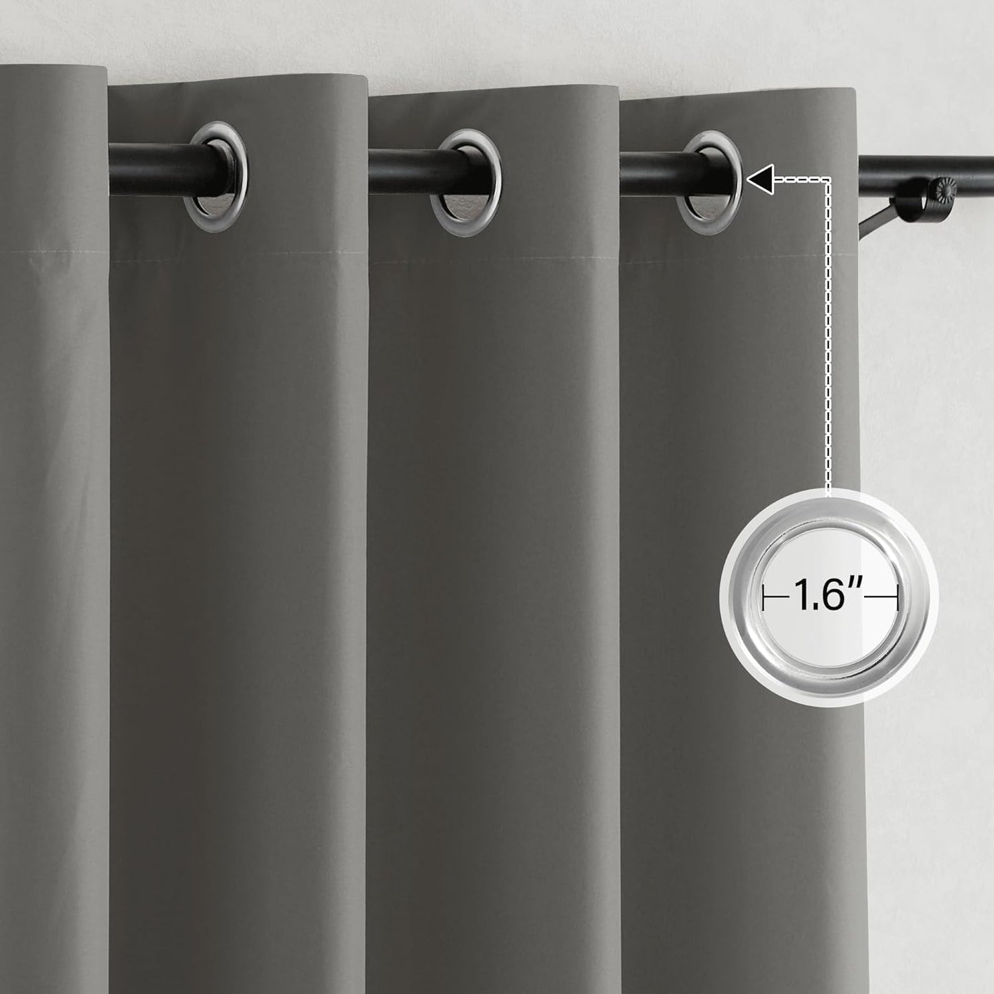 NICETOWN 100% Blackout 72 inch Curtains for Bedroom, Grommet Thermal Curtains Privacy Portable Window Treatments Travel Blackout Curtains for Living Room, Dark Grey W52 x L72, 2 Panels