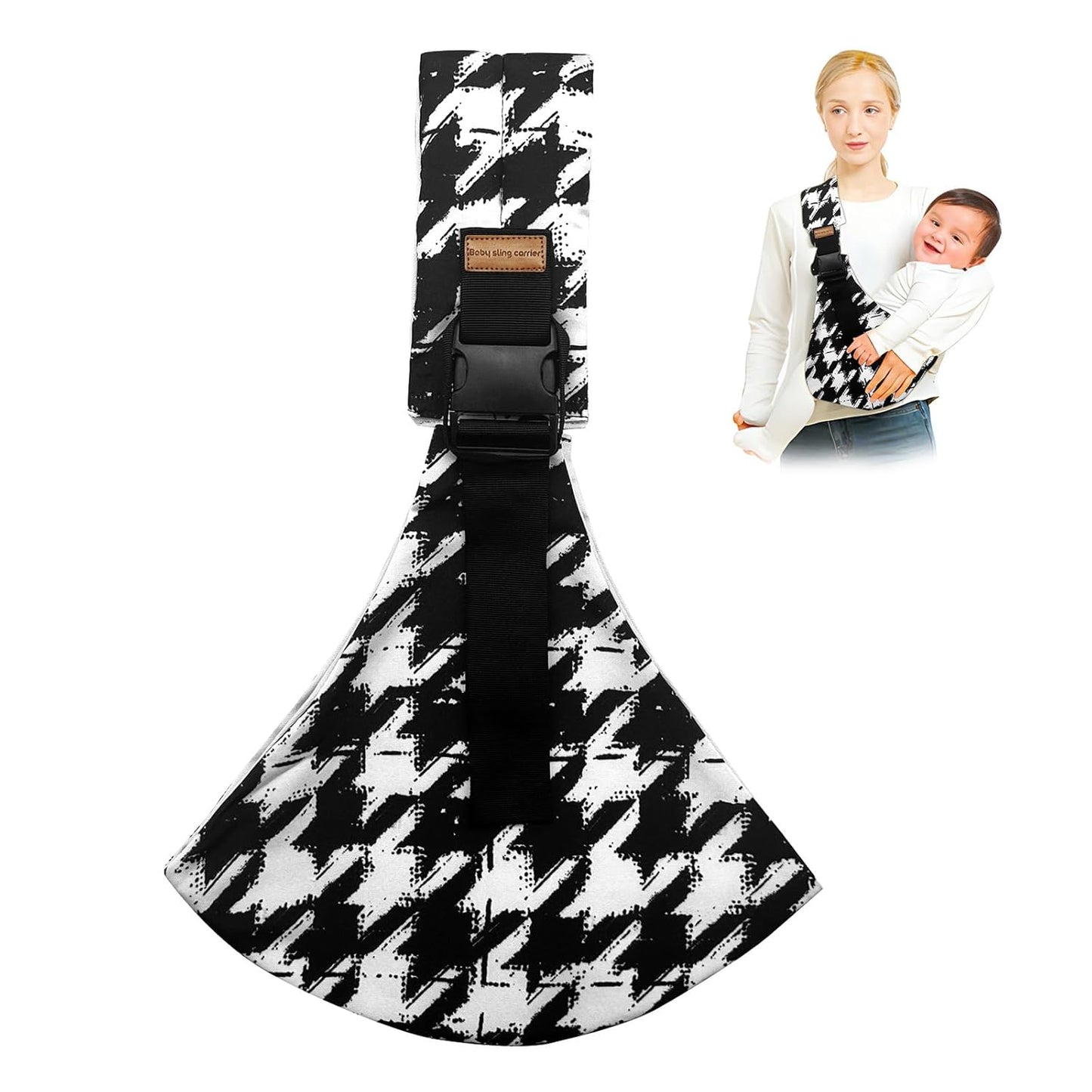 Baby Sling Carrier,Toddler Carrier, 2025 New Baby Sling,Portable and Lightweight Sling,Non-Slip Hip Seat Carrying 10-30lbs(Black and White)