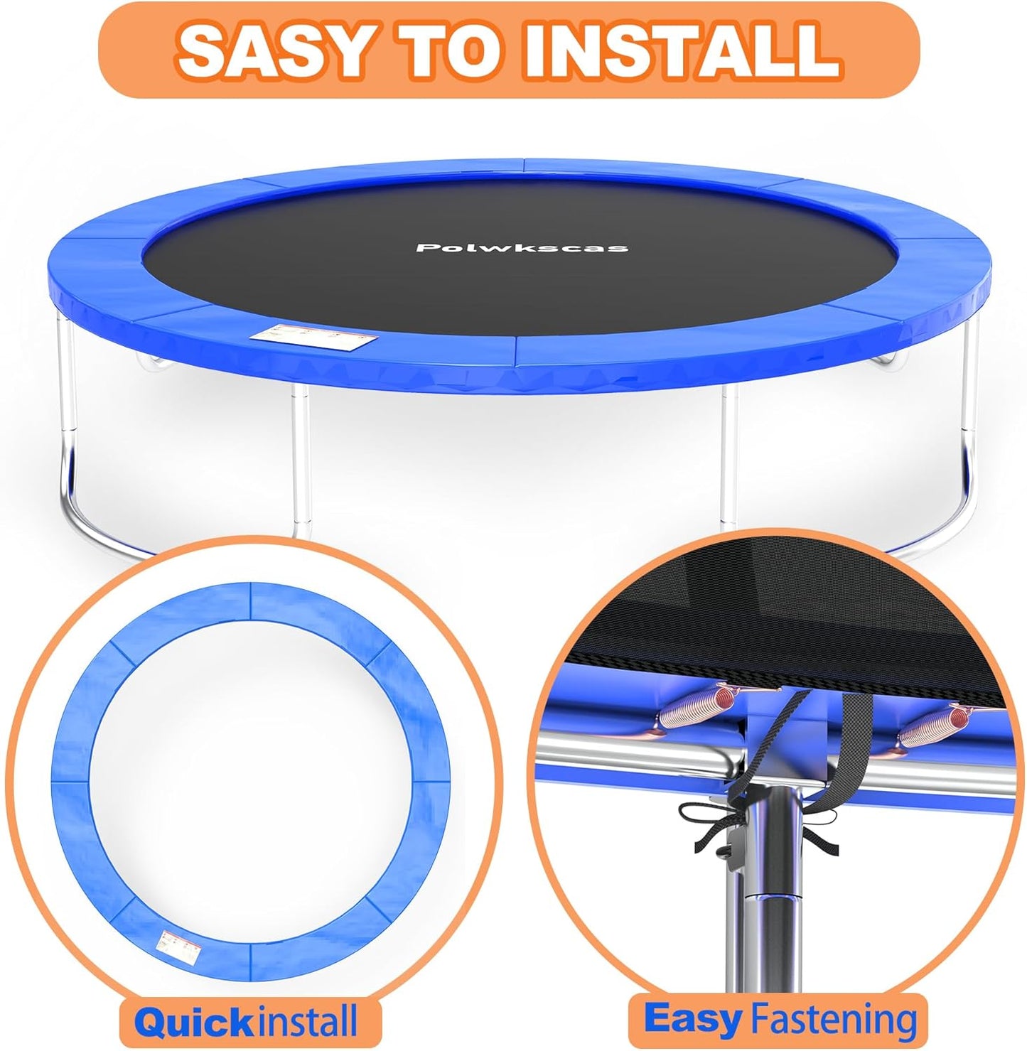 Trampoline Pad 10ft 12ft 14ft 15ft 16ft Trampoline Replacement Safety Pad, Waterproof and Tear-Resistant Safety Spring Cover Round Frame Pad, Trampoline Pad Replacement