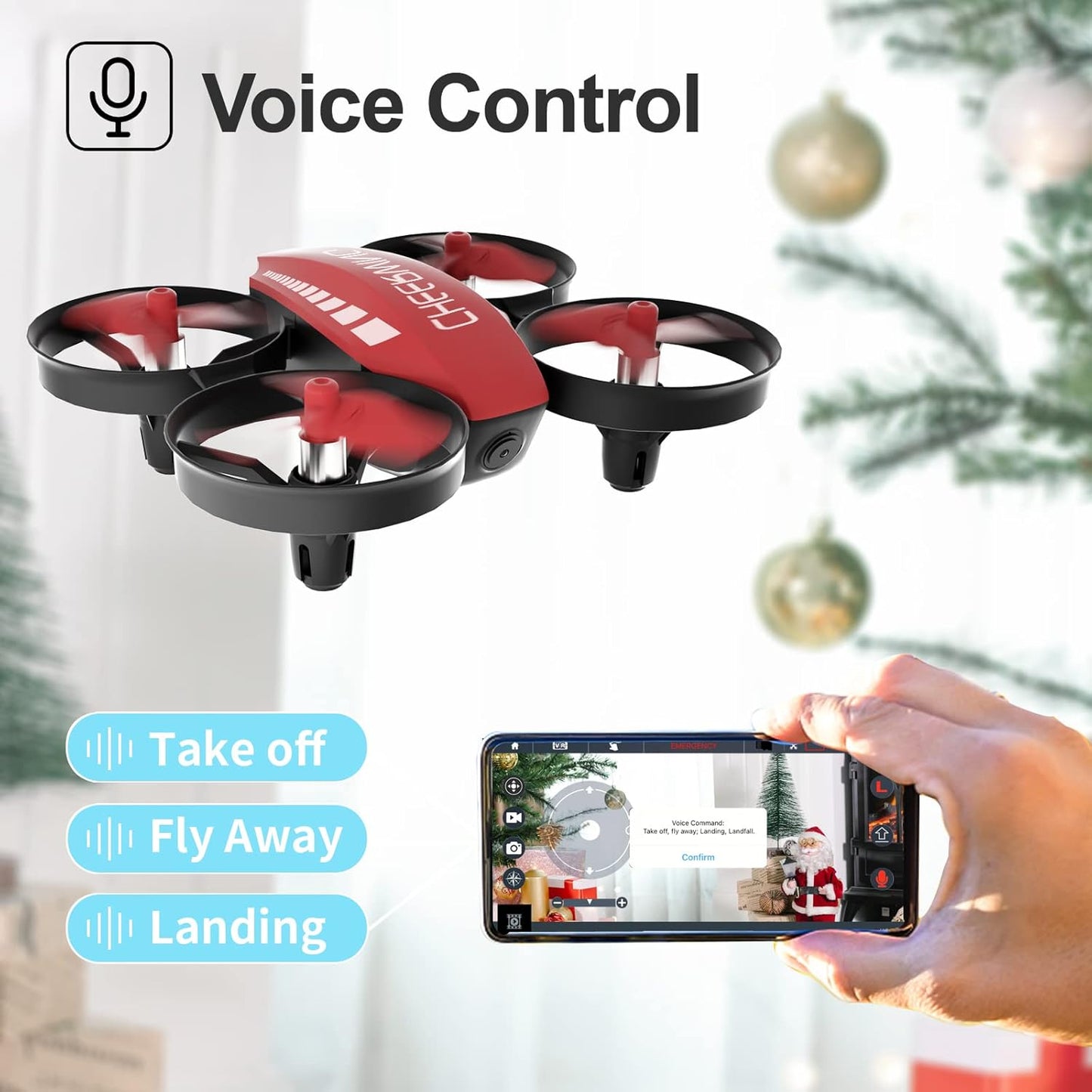 Cheerwing CW10 Mini Drone for Kids WiFi FPV Drone with Camera, RC Drone Gift Toy for Boys and Girls with Auto Hovering, Voice Control
