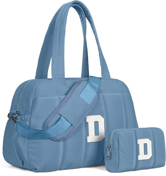 Women Birthday Gifts-Initial Duffle Bag, Yoga Bags for Women，Overnight Bag with Wet Pocket，Lightweight Work Bags Personalized Gym Tote with Makeup Pouch