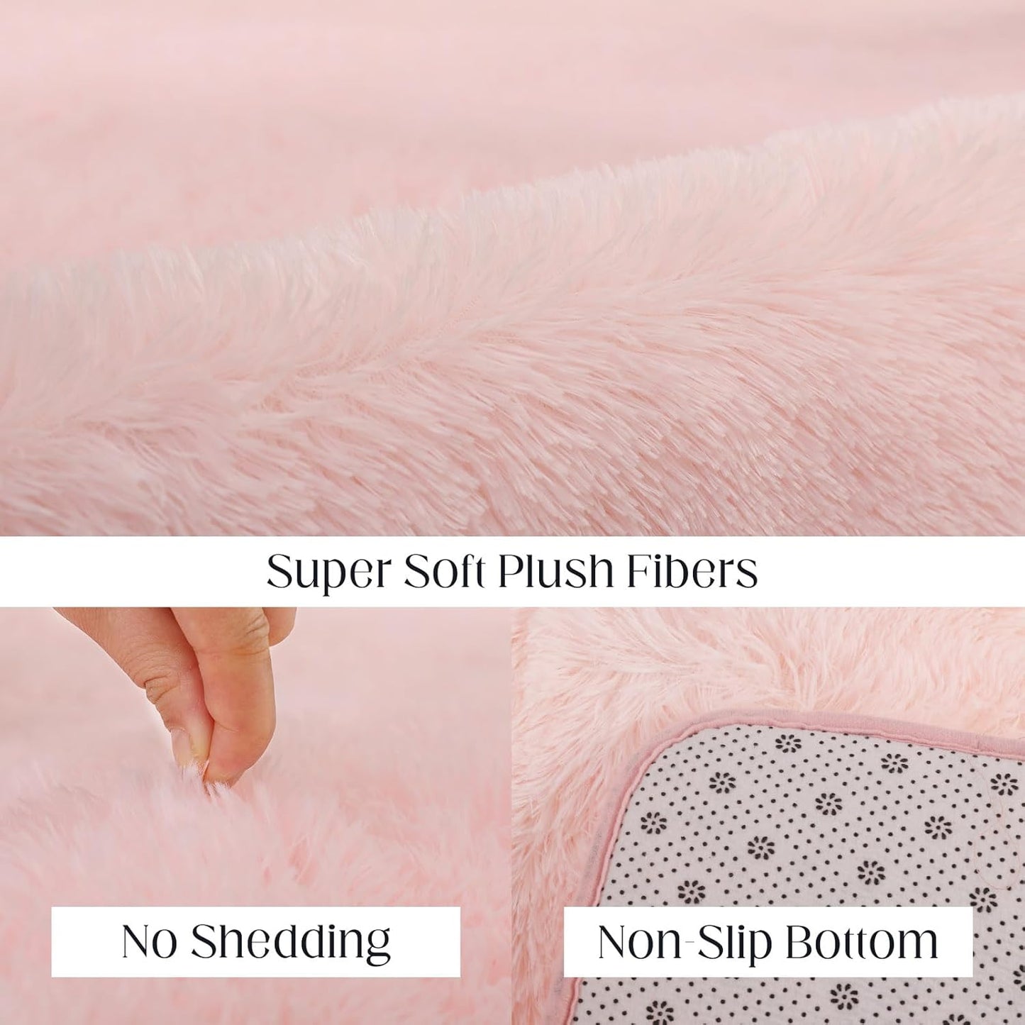 Soft 8x10 Pink Rug, Fluffy Area Rugs for Living Room, Plush Area Rugs for Bedroom, Non-Slip Indoor Carpet for Nursery, Study Room, Kids Room, Room Decor