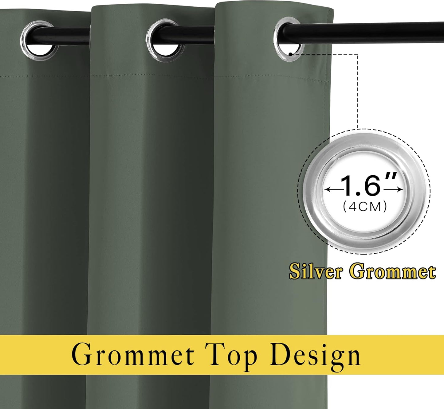 NICETOWN Living Room Window Curtain Drapes Extra Long & Wide - Living Room Panels Grommet Top Window Treatment for Hall & Guest Room (W80 x L108, Dark Mallard, 2 Pieces)
