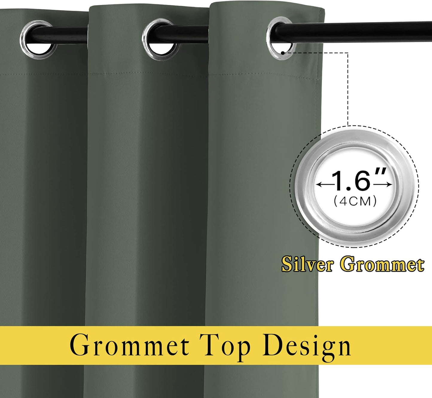 NICETOWN Bedroom Blackout Curtains & Drapes - Window Treatment Thermal Insulated Solid Grommet Voice Reducing for Kitchen/Nursery, Dark Mallard, 1 Pair, W52 x L54
