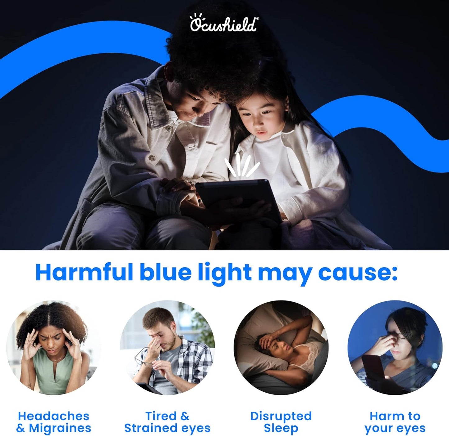 Ocushield Anti Blue Light Tempered Glass Screen Protector for Apple iPad 10.2" (2018 & 2020) 7th/8th/9th Generation - Blue Light Filter for iPad - Anti Glare - Protect Your Eyes & Improve Sleep