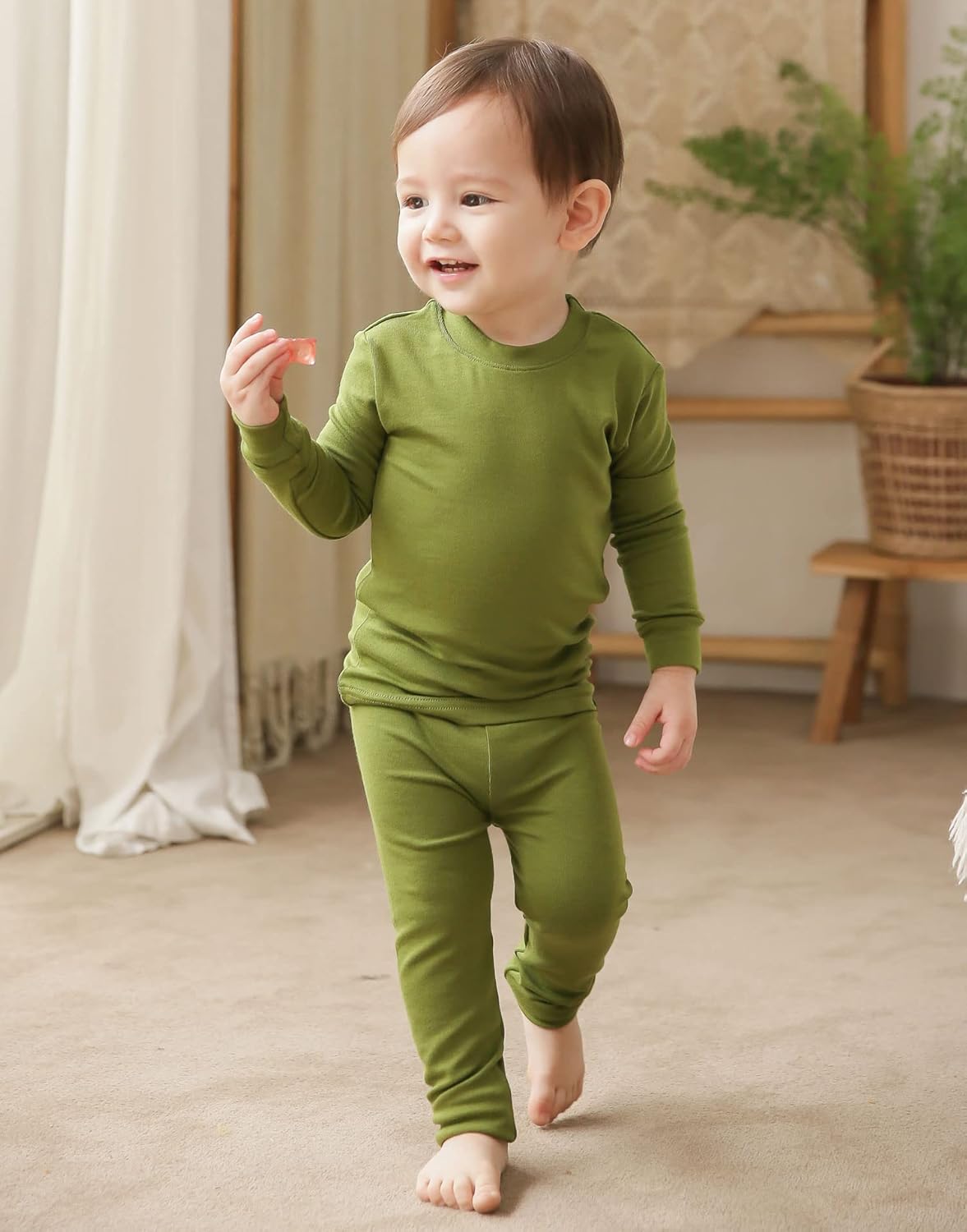 VAENAIT 6M-12Y Toddler Toddler Kids Toddler Girls Boys Soft Comfy Modal Tencel Solid Raglan Sleepwear Pajamas Pjs 2pcs Set