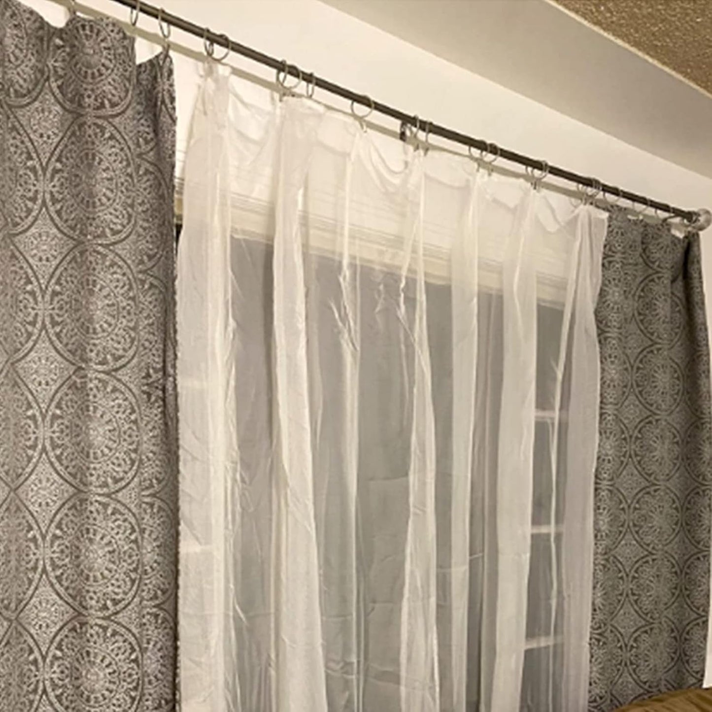 40 Pack Matte Silver Curtain Rings with Clips, Curtain Hooks Hangers Clip Rings for Hanging Drapes Bows Hat, Drapery Rings 1.26 in I D, Fits up to 1 in Diameter Curtain Rod.