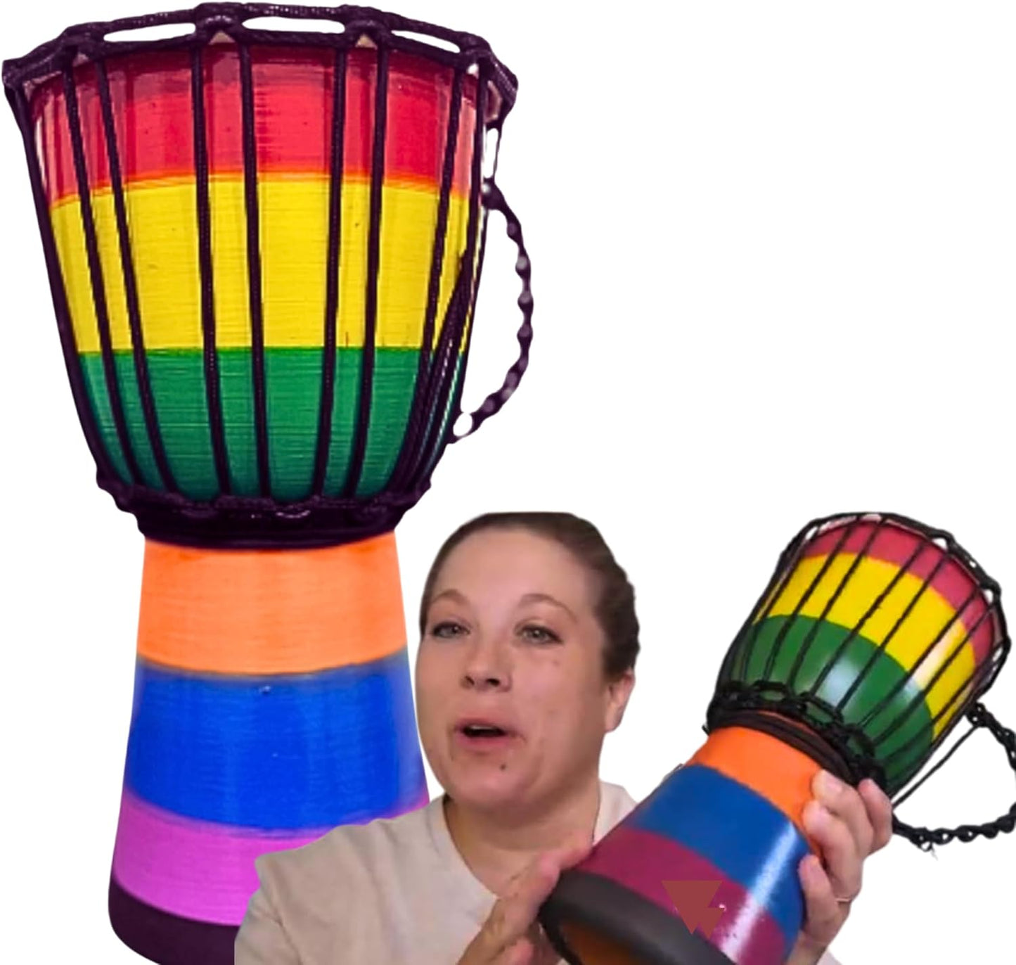 Rainbow Djembe Drum 6"x12" – Handcrafted African Drum for Kids, Preschool Music Education, Classroom Rhythm Instrument Designed in the USA