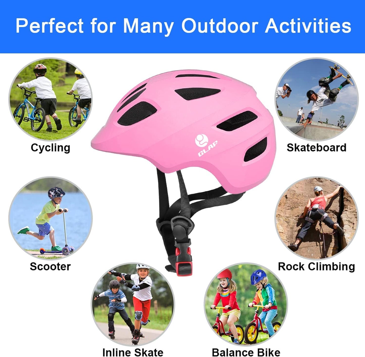 GLAF Baby Bike Helmet Toddler Helmets for 1 Year Old and up Infant Girls Boys Multi Sport Adjustable for Scooter Bicycle Kids Youth Child Skateboard Safety Cycling