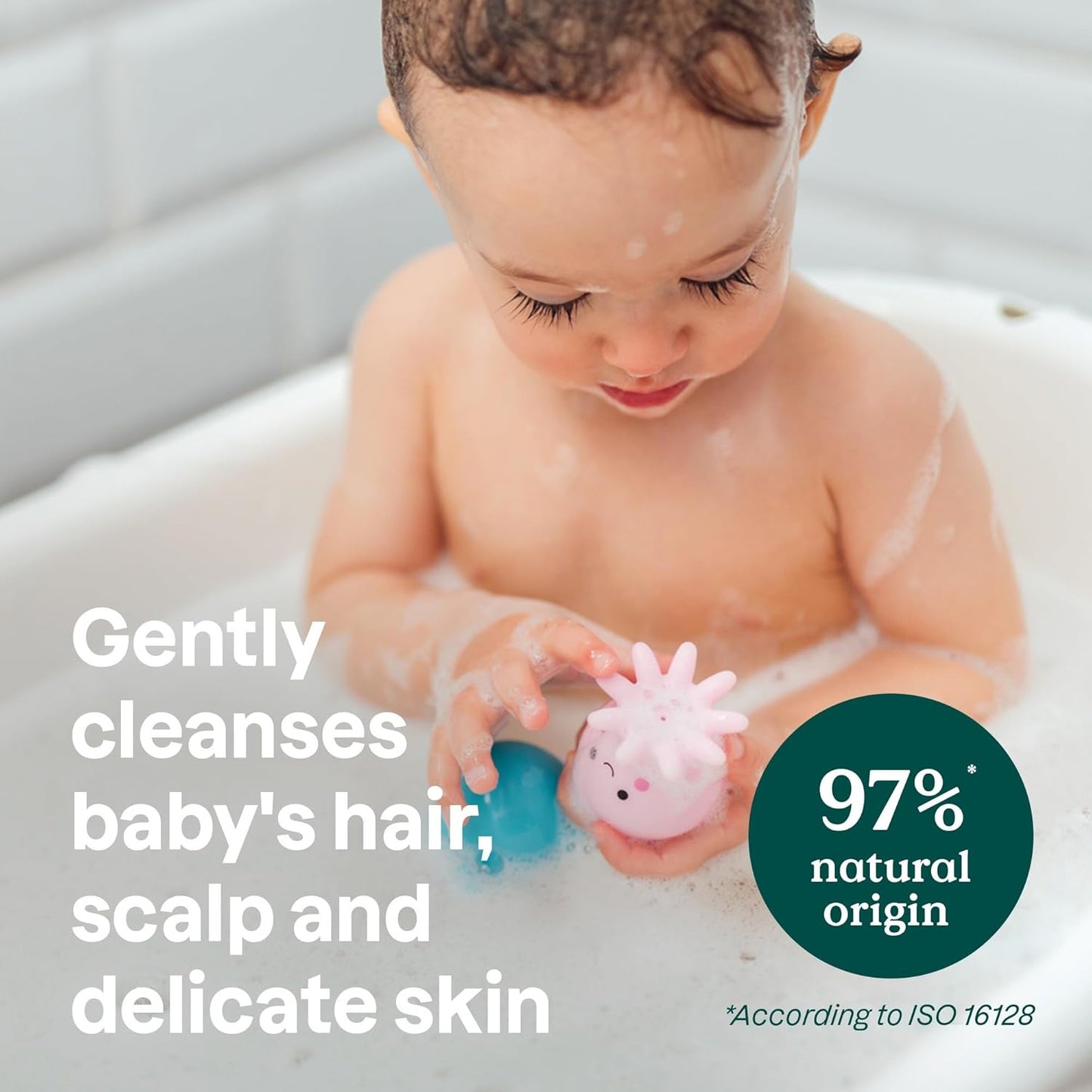 ATTITUDE 2-in-1 Baby Hair Shampoo and Body Wash, EWG Verified, Plant- and Mineral-Based Ingredients, Hypoallergenic Vegan and Cruelty-Free, Sweet Apple, 16 Fl Oz (Pack of 6) (16614)