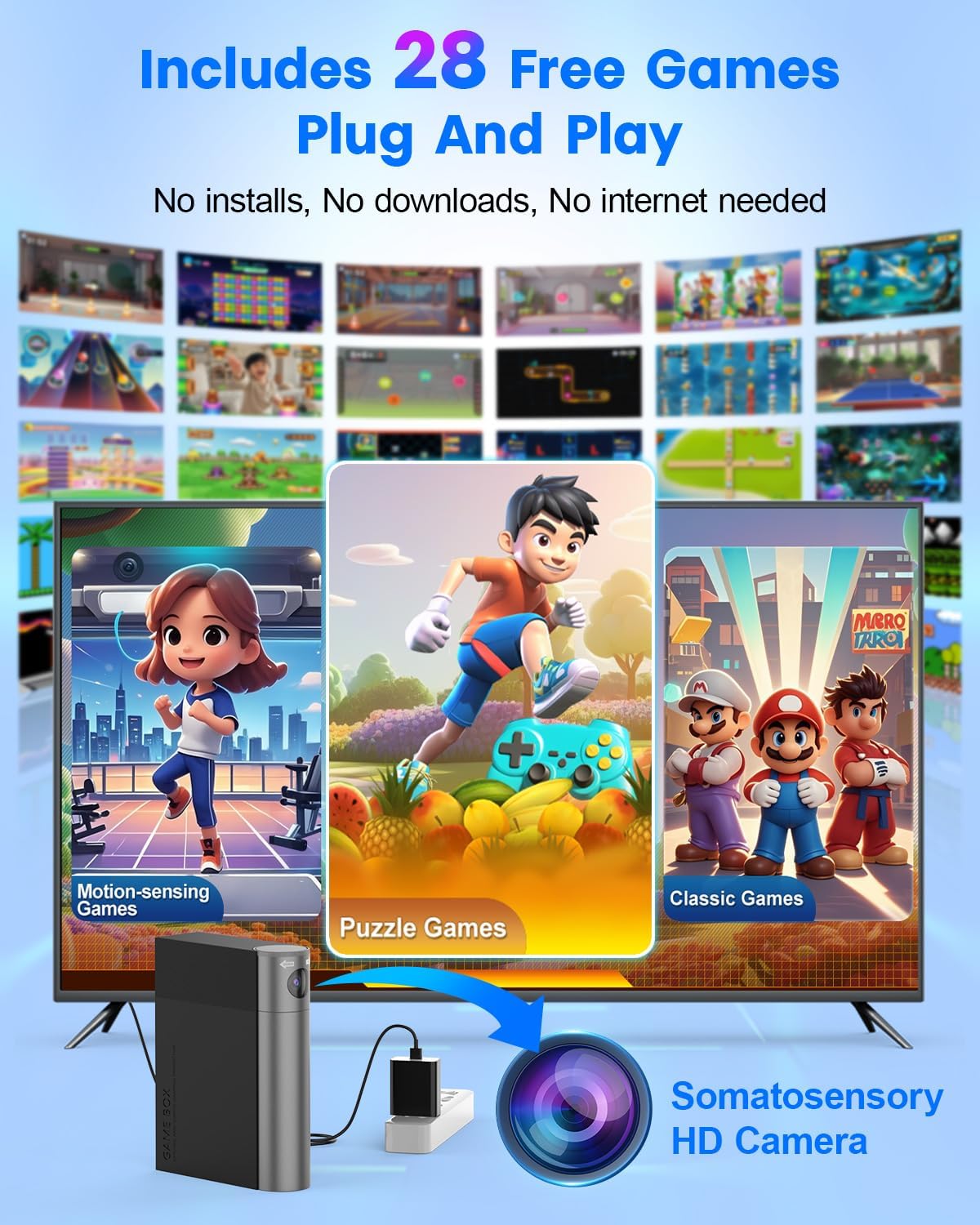 AR Motion Gaming Console for Kids & Families - Plug & Play Video Game System for Indoor Physical Play & Interactive Family Fun. Great for Gifts, Game Nights, Parties, Playtime and Playdates