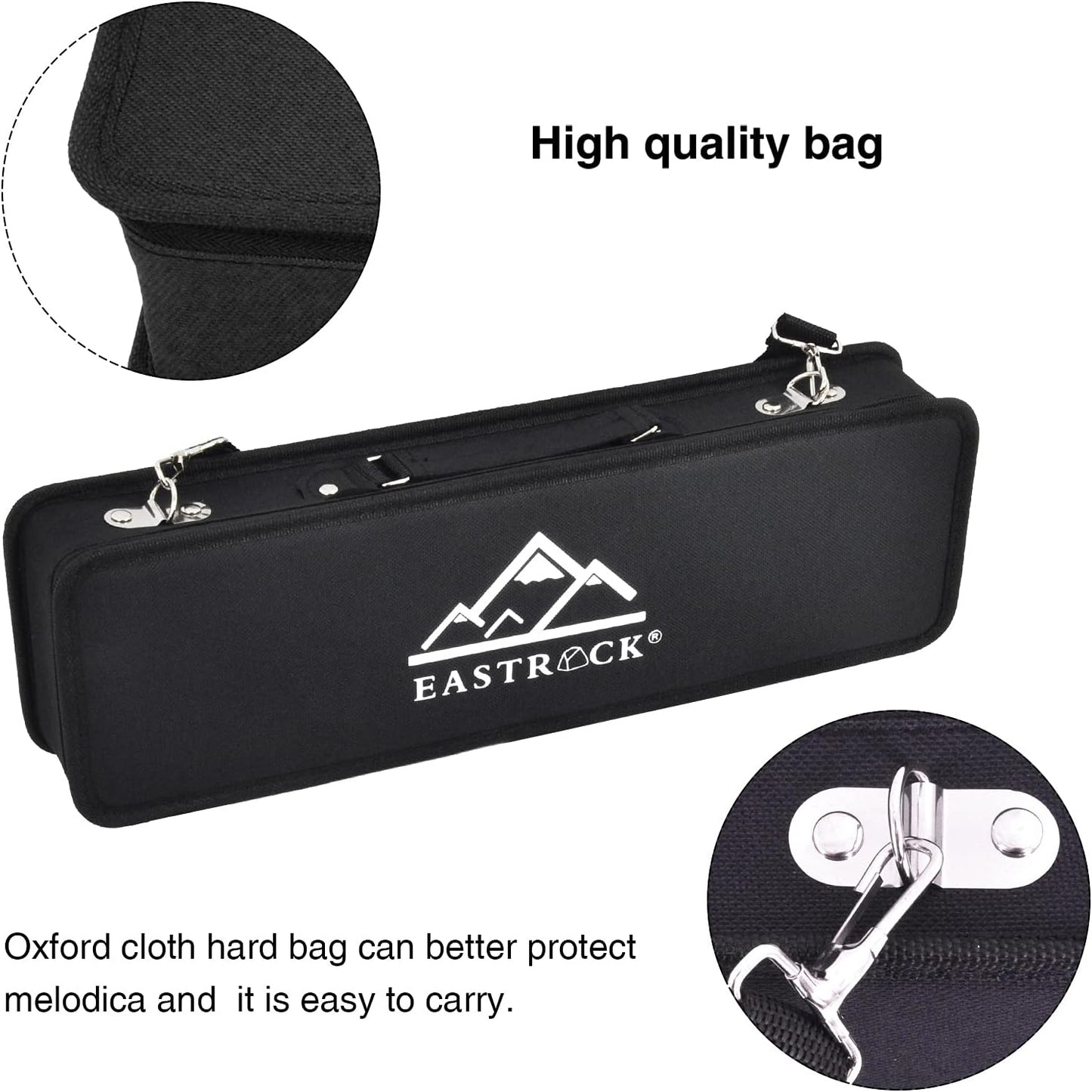 EASTROCK 32 Key Melodica Instrument Air Piano Keyboard Soprano Melodica with 2 Mouthpieces Tube Sets Carrying Bag for Beginners Adults Gift Black