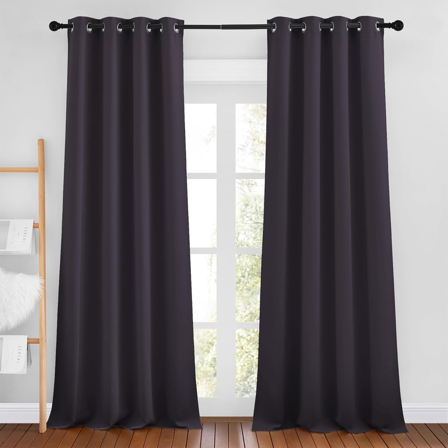 NICETOWN Greyish Purple Curtains 96 inches Long, Grommet Thermal Insulated Blackout Curtains Privacy Window Treatments for Boys Room/Living Room, W46 x L96, 2 Panels