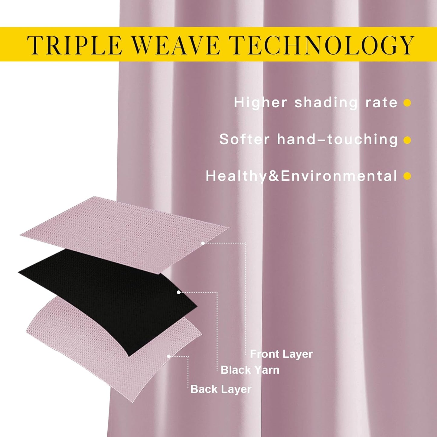 NICETOWN Baby Pink Sliding Door Curtains 2 Panels Set 118 inches Long, Grommet Thermal Room Darkening Curtains Privacy Room Divider Sound Reducing for Bedroom/Living Room, W66 x L118