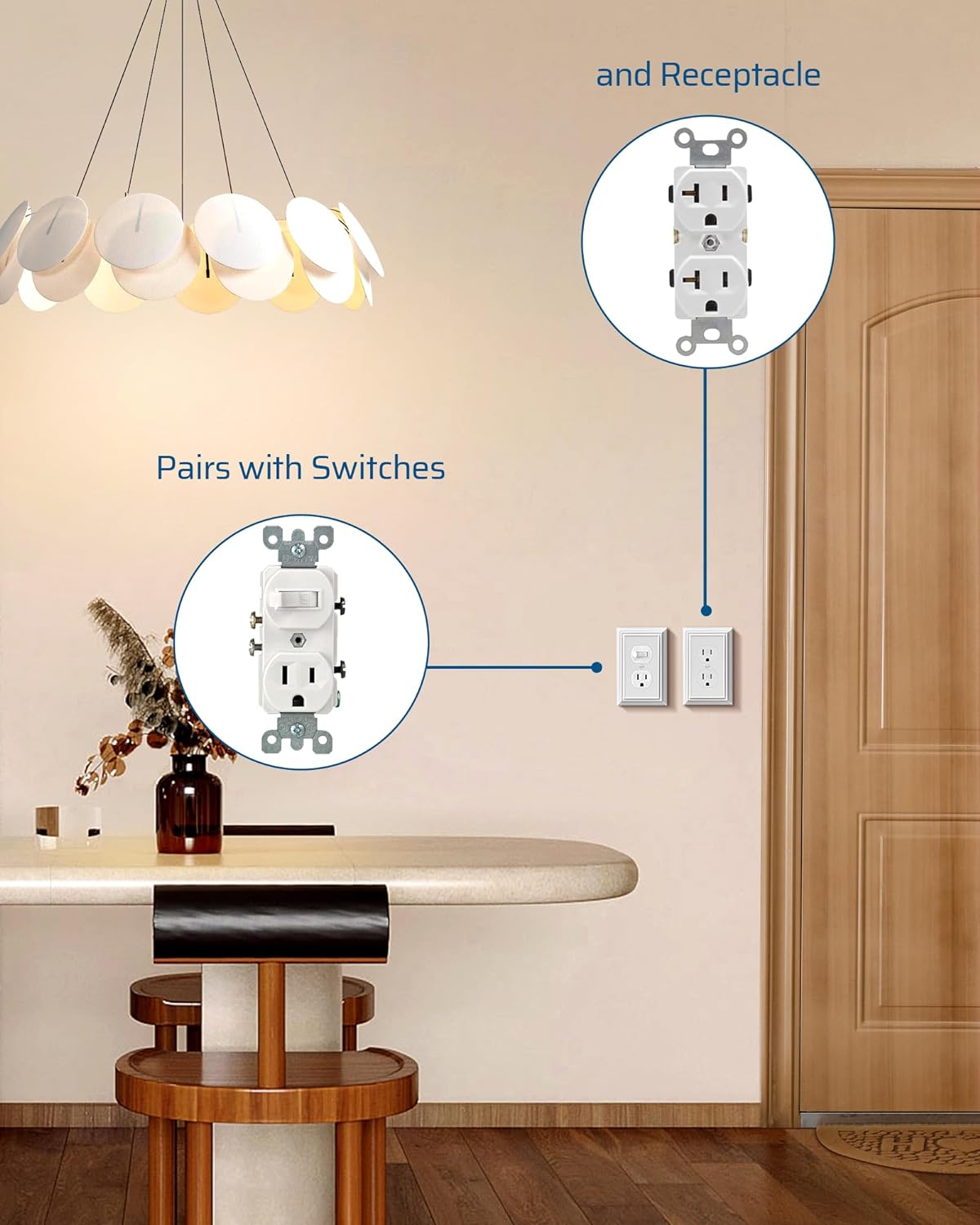 DEWENWILS 4 Pack White Outlet Cover Plate, White Metal Outlet Covers, 4.88"×3.13", Decorative Electric Outlet Covers