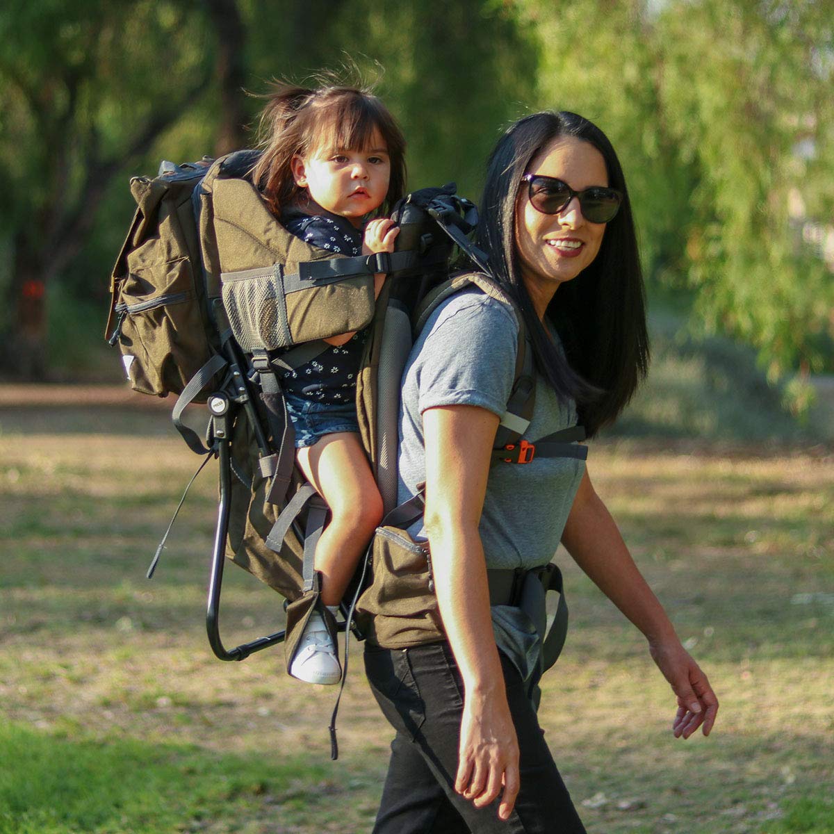 ClevrPlus Urban Explorer Child Carrier Hiking Baby Backpack, Olive Green