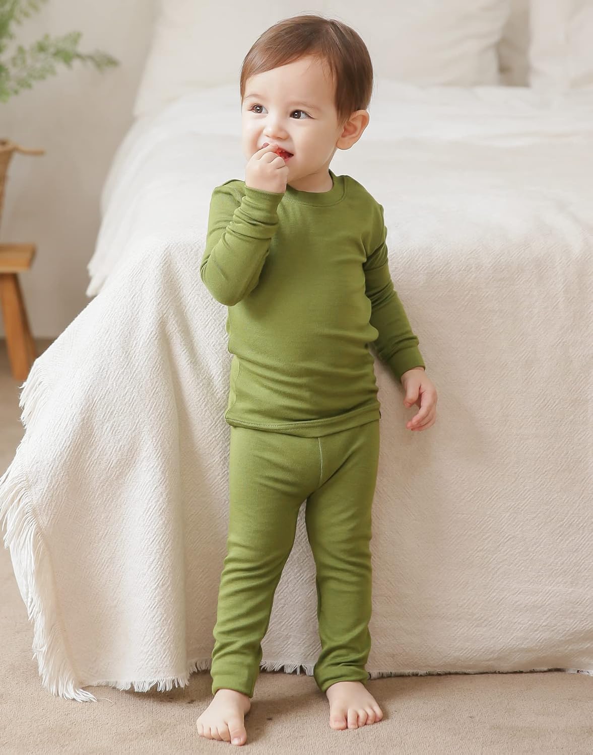 VAENAIT 6M-12Y Toddler Toddler Kids Toddler Girls Boys Soft Comfy Modal Tencel Solid Raglan Sleepwear Pajamas Pjs 2pcs Set