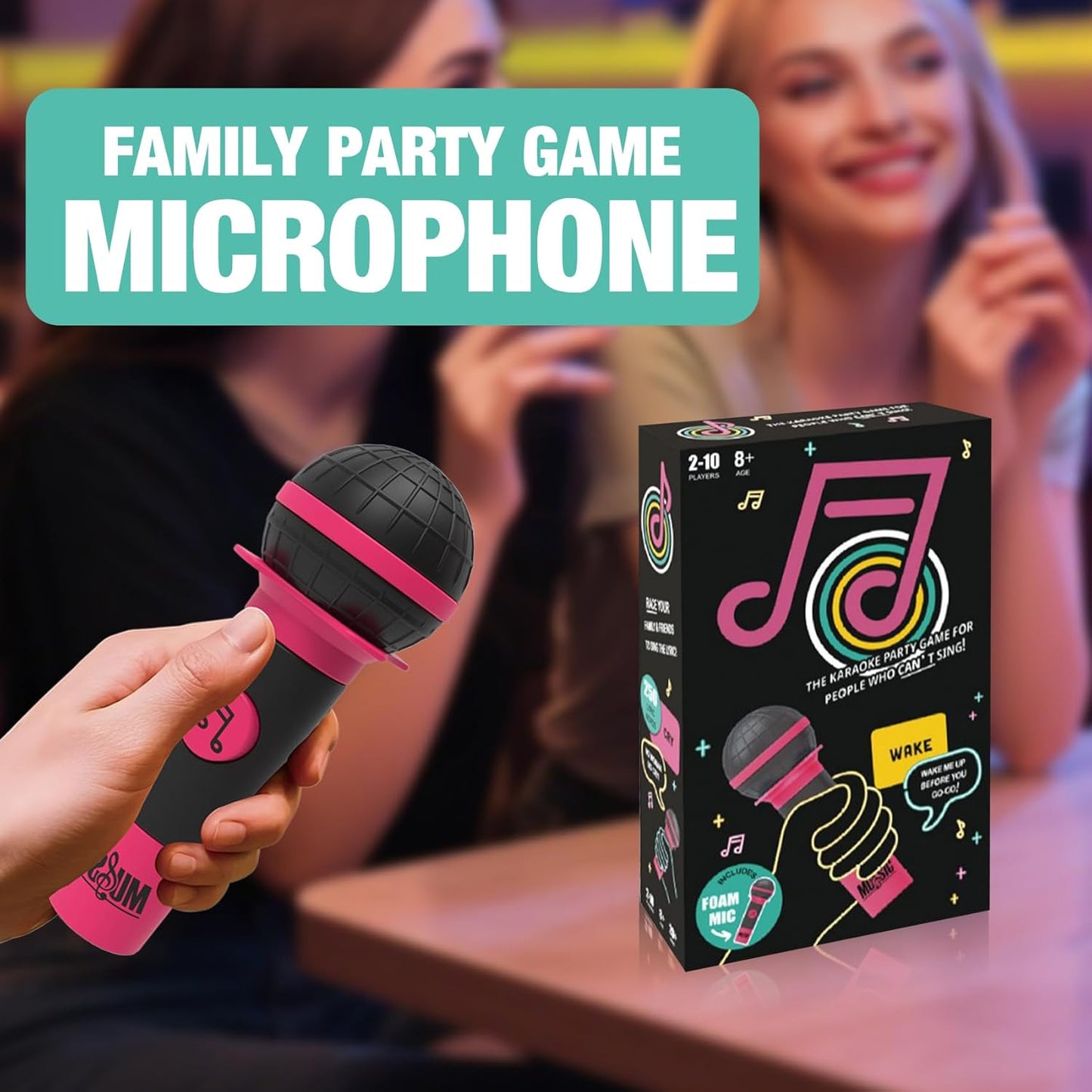 Mic misheard Music Trivia Card Game, Karaoke Party Game for 2-10 Players, Music Card Games with 250 Lyrics (125 Cards) for Family and Adult Christmas & Birthday Gifts