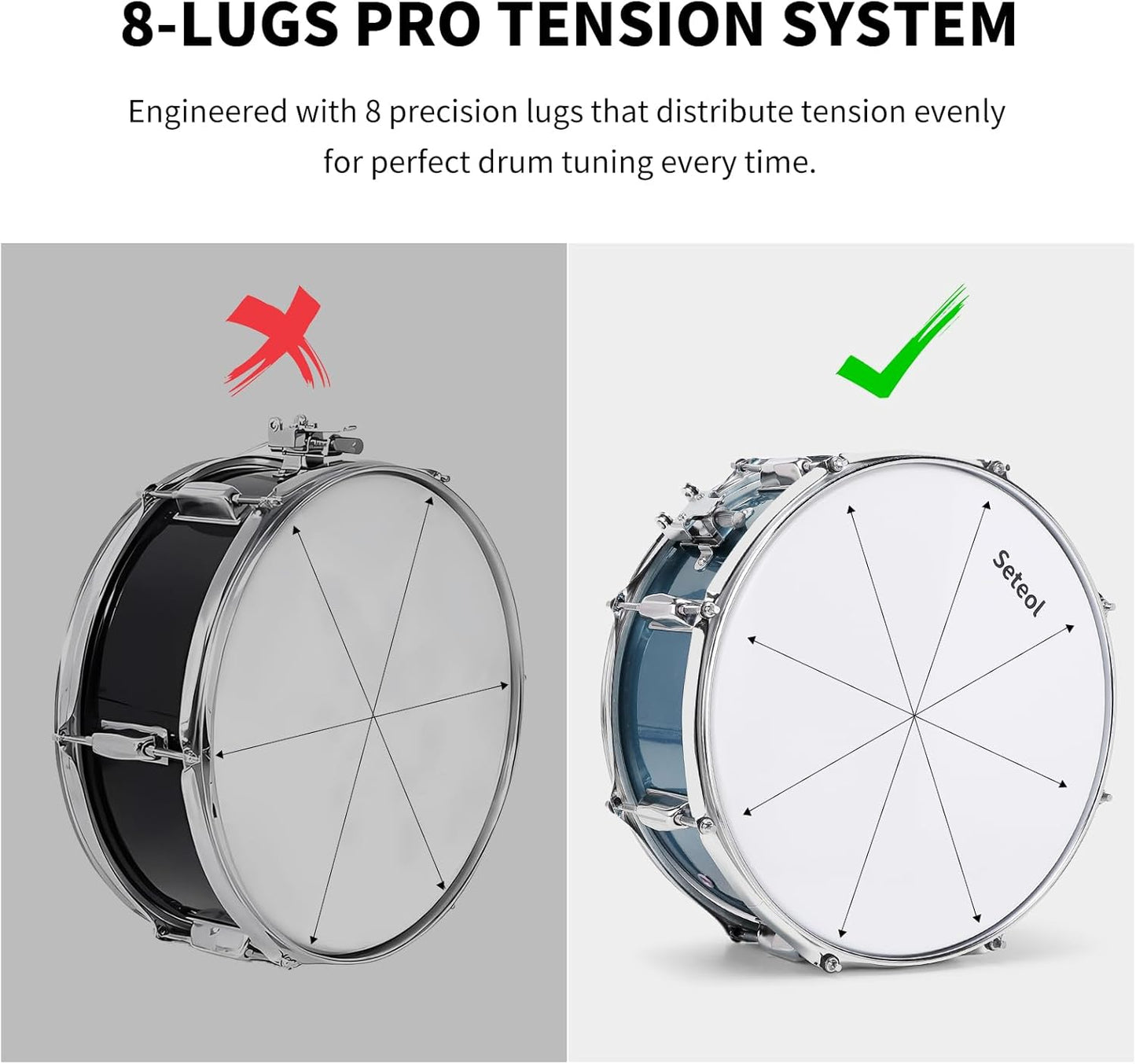 Snare Drum Set, 14" x 5.5" Marching Snare Drum with Stand & Storage Padded Bag + Silent Mute Pad + Drums Sticks + Drumstick Holder + Drums Key + Damper Gels for Adults Kids Beginners (Blue)