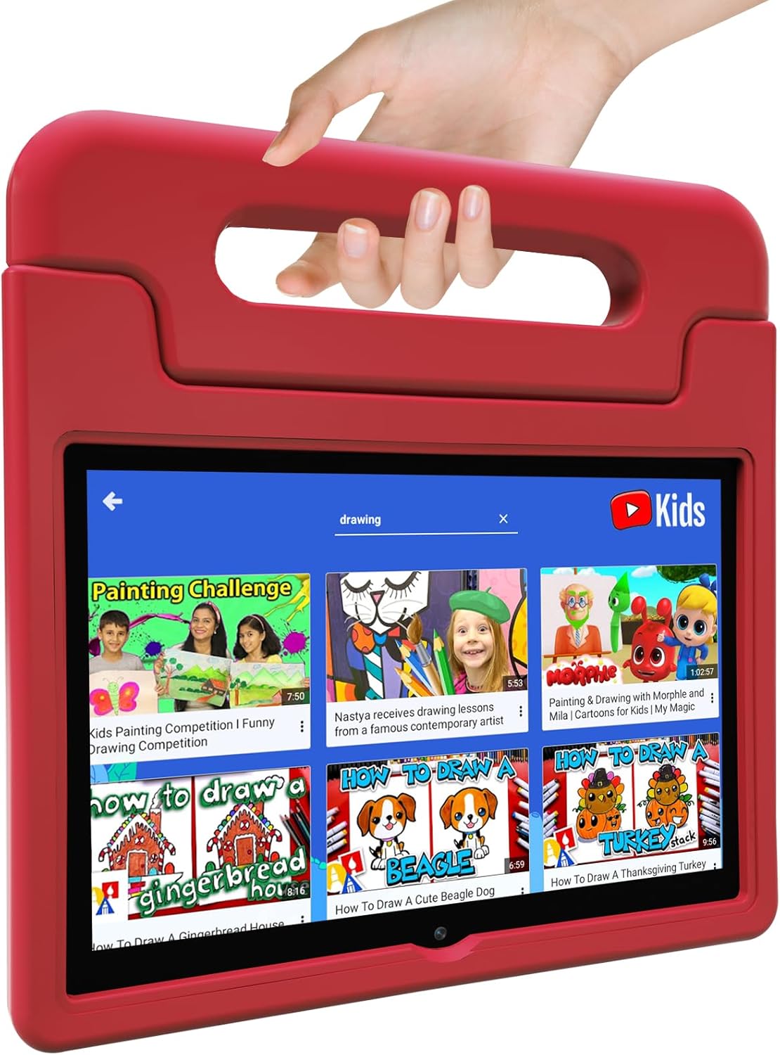 Kids Tablet, 10.1 Inch Tablet for Kids Android 14, 64GB Octa-Core, WiFi, Big Battery, Kids Space, Parental Control 1280 * 800 HD Display Children Tablets Red